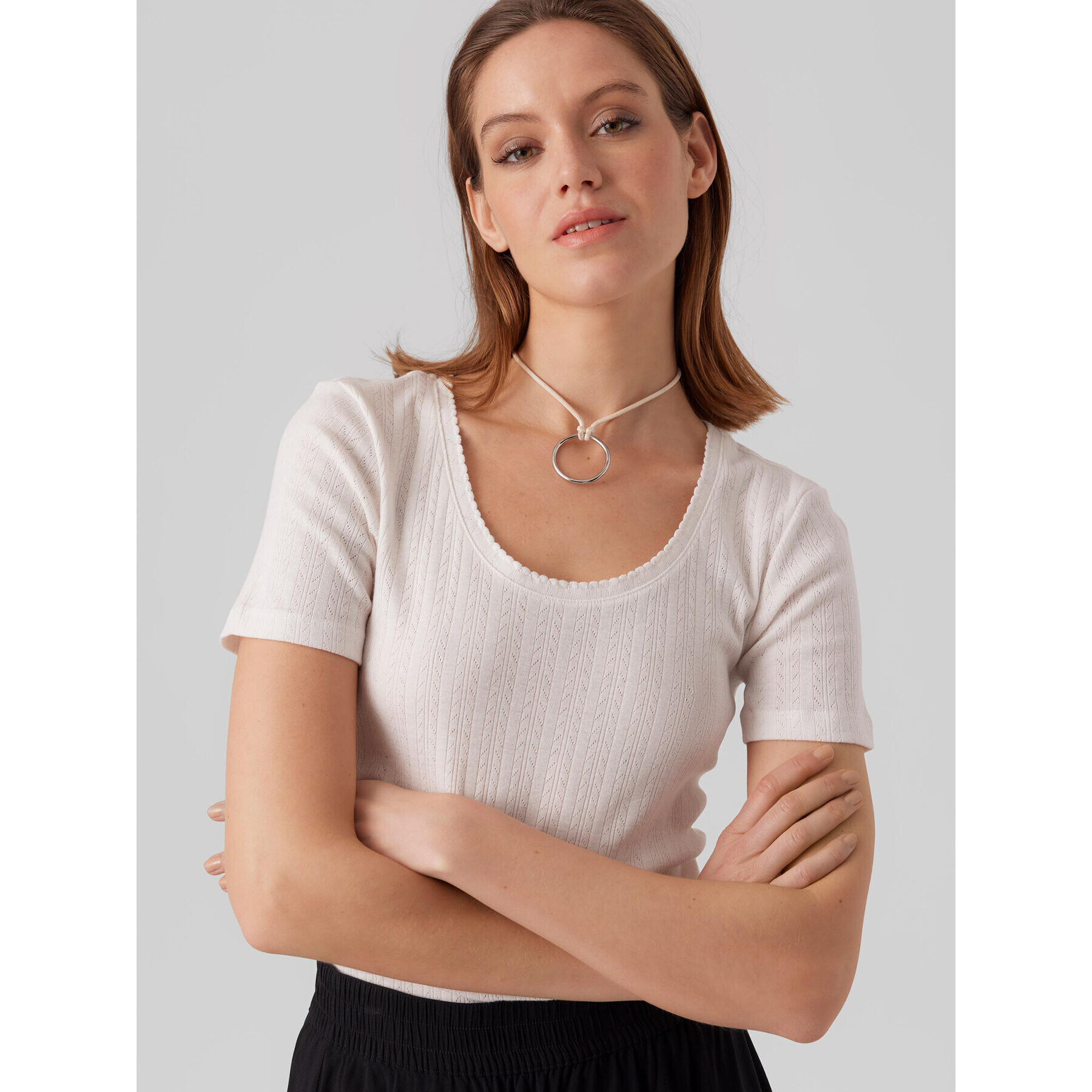 Vero Moda Тишърт Casja 10286071 Бял Regular Fit - Pepit.bg