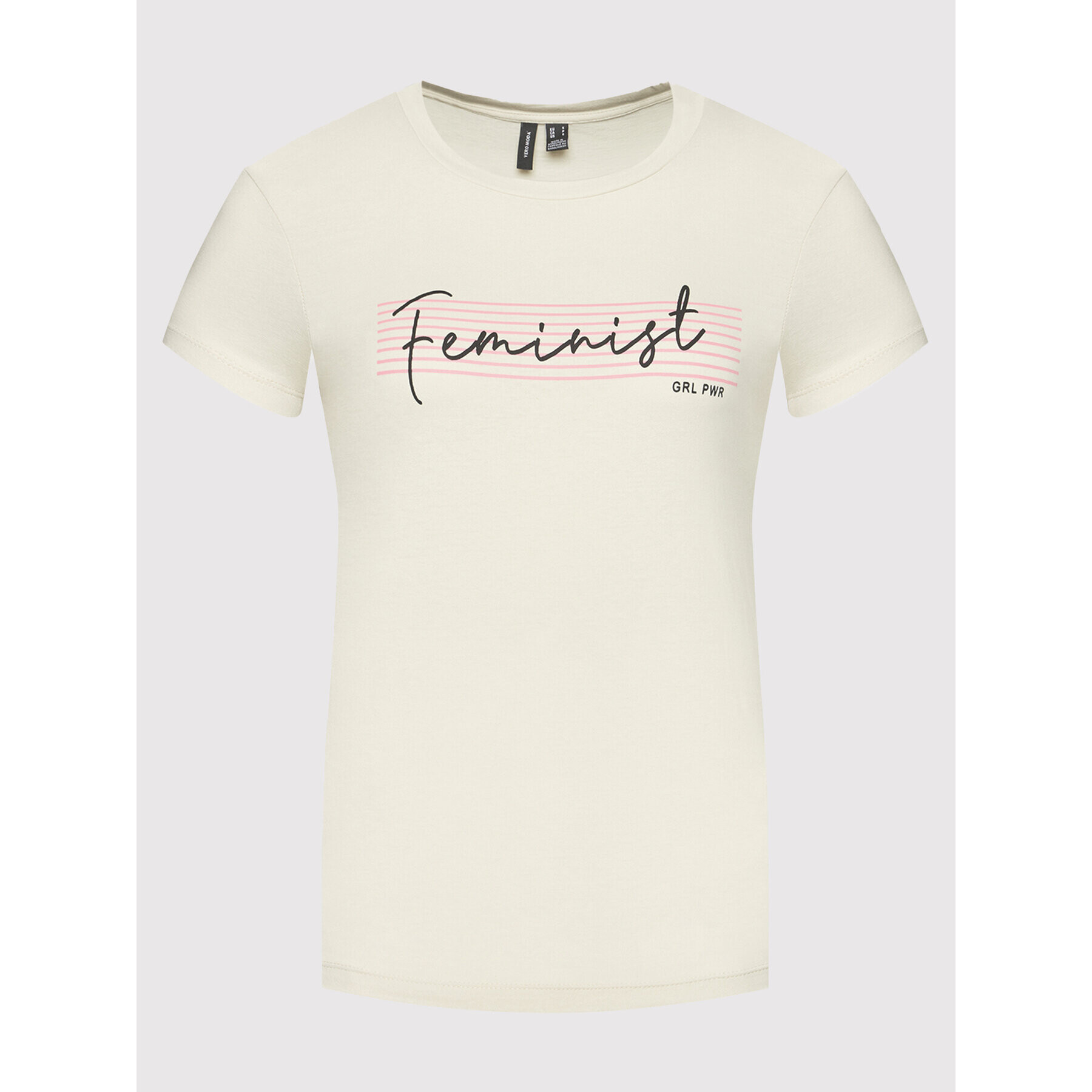 Vero Moda Тишърт Feminist 10262918 Бежов Regular Fit - Pepit.bg