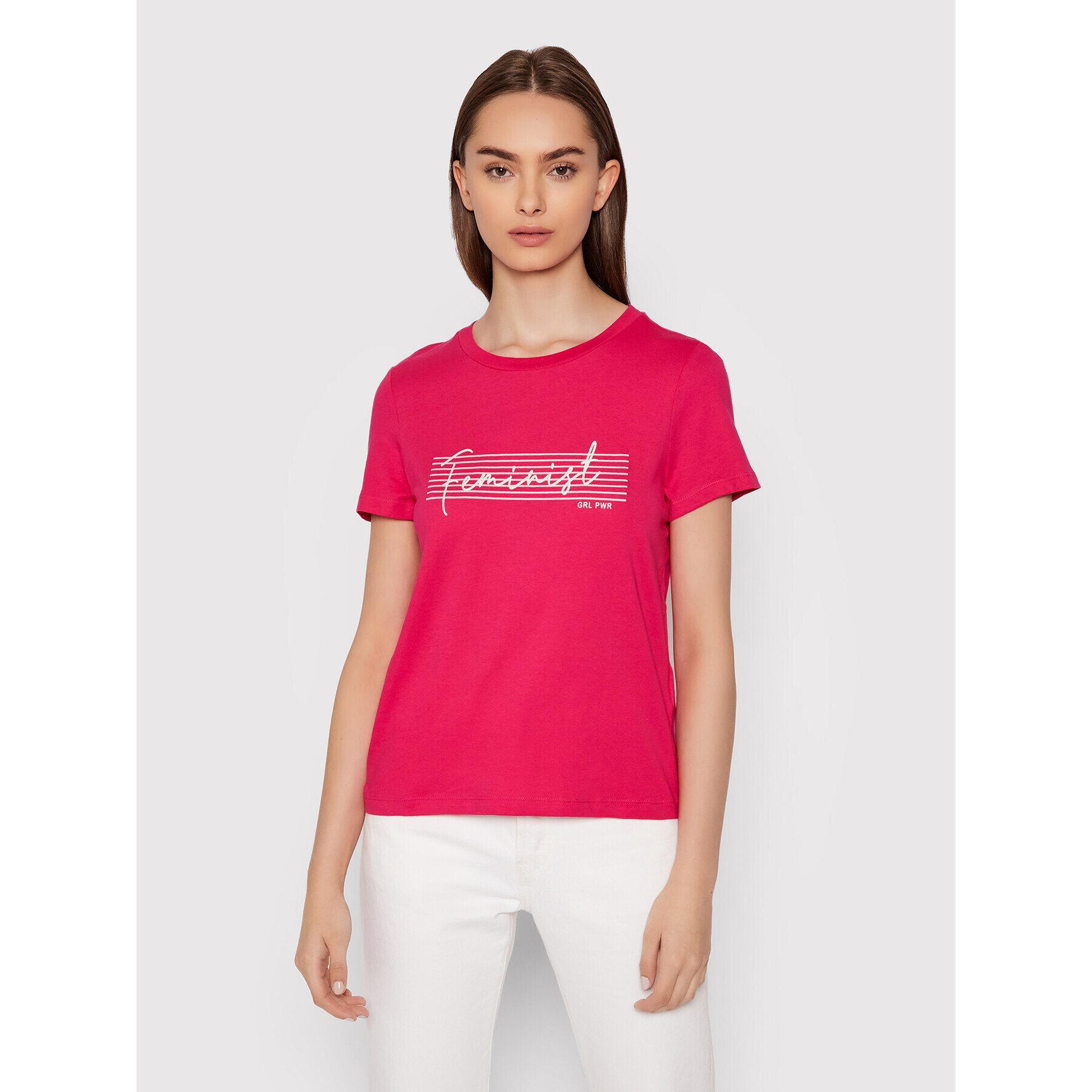 Vero Moda Тишърт Feminist 10262918 Розов Regular Fit - Pepit.bg