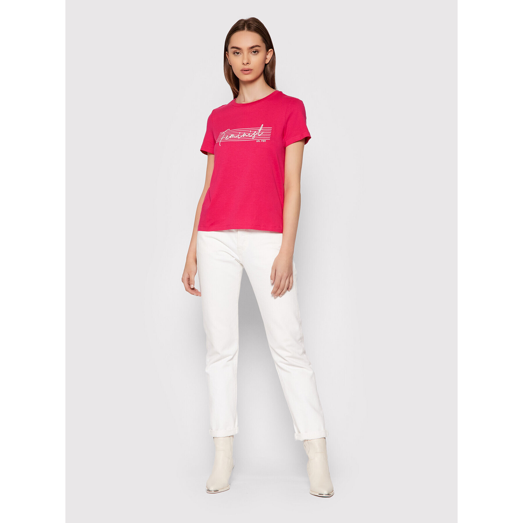 Vero Moda Тишърт Feminist 10262918 Розов Regular Fit - Pepit.bg