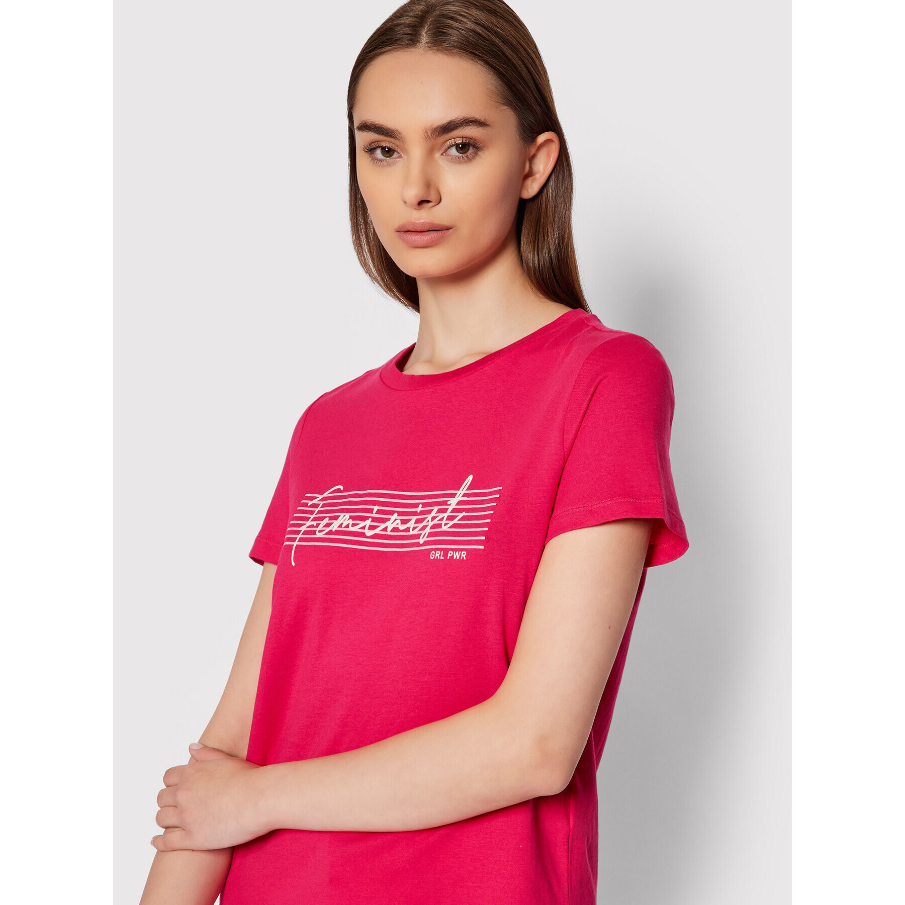 Vero Moda Тишърт Feminist 10262918 Розов Regular Fit - Pepit.bg