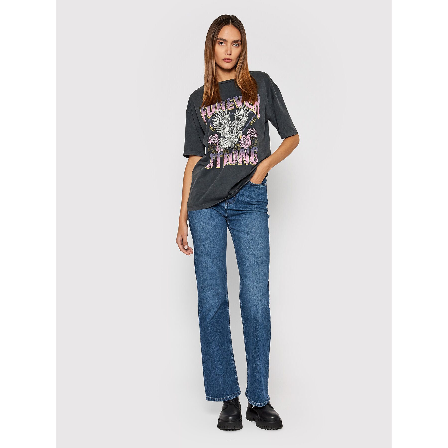 Vero Moda Тишърт Forever 10232956 Сив Oversize - Pepit.bg