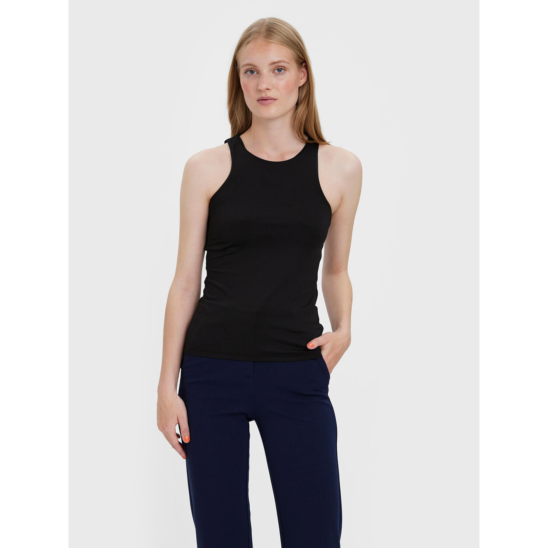 Vero Moda топ Bianca 10279787 Черен Slim Fit - Pepit.bg