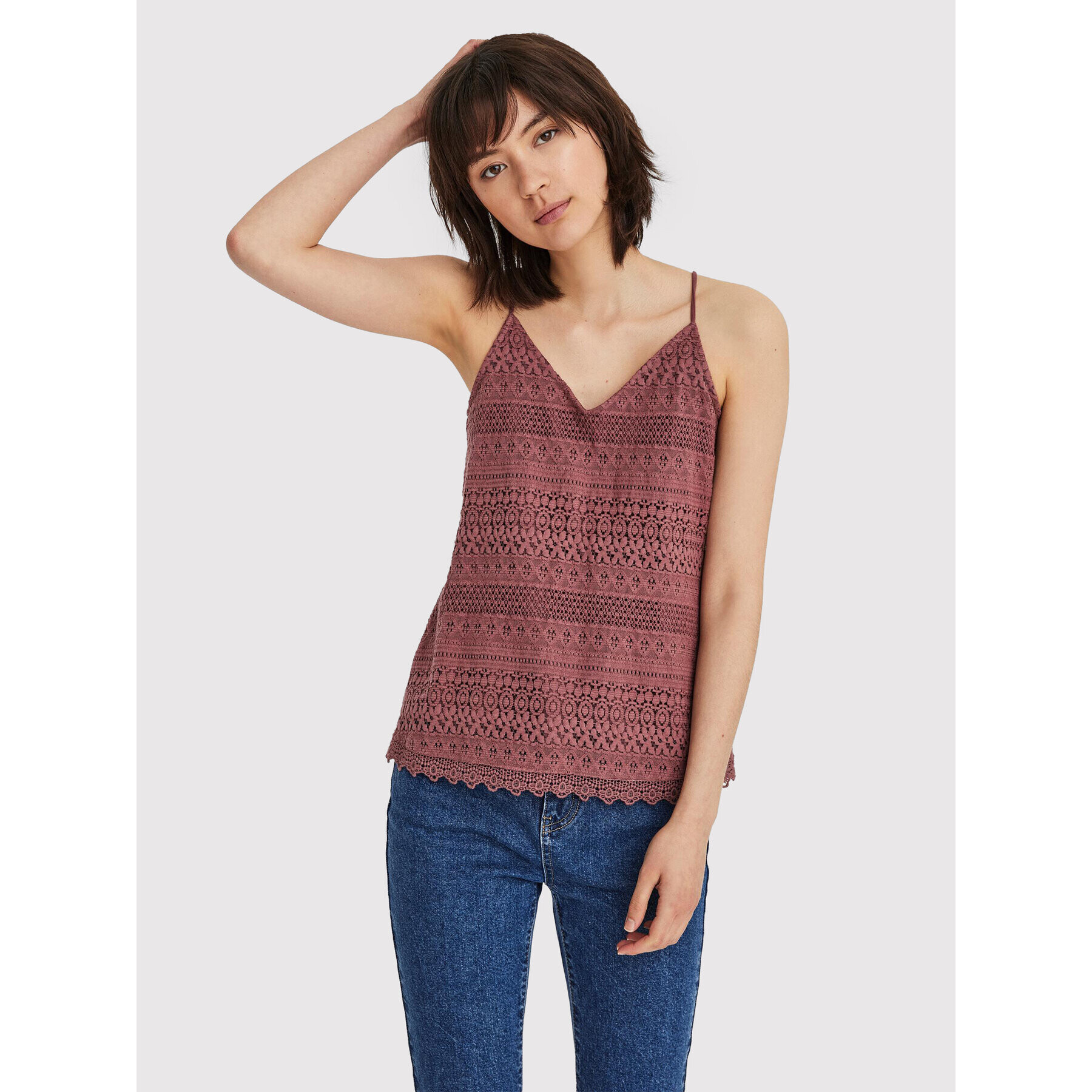 Vero Moda топ Honey 10190150 Бордо Regular Fit - Pepit.bg