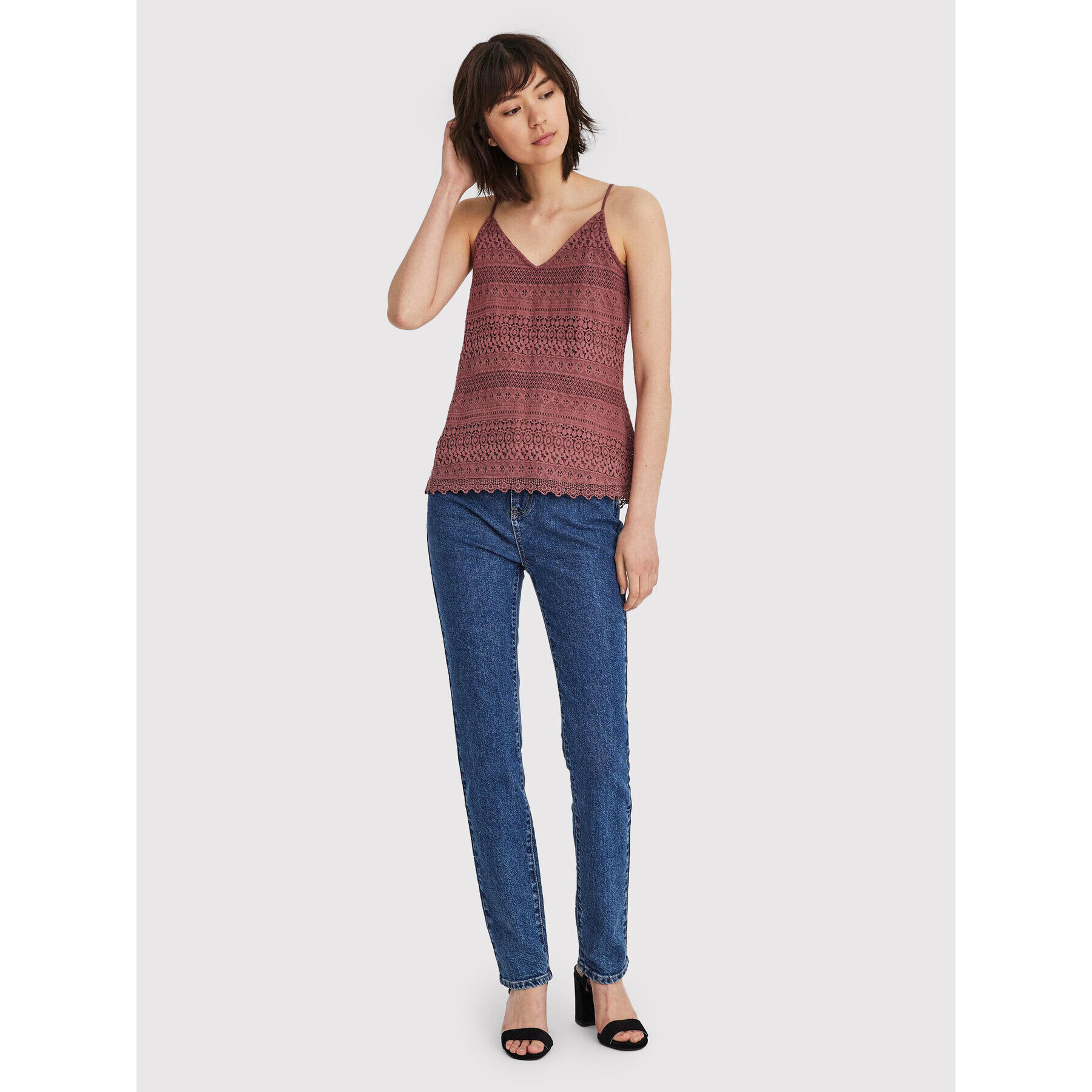 Vero Moda топ Honey 10190150 Бордо Regular Fit - Pepit.bg