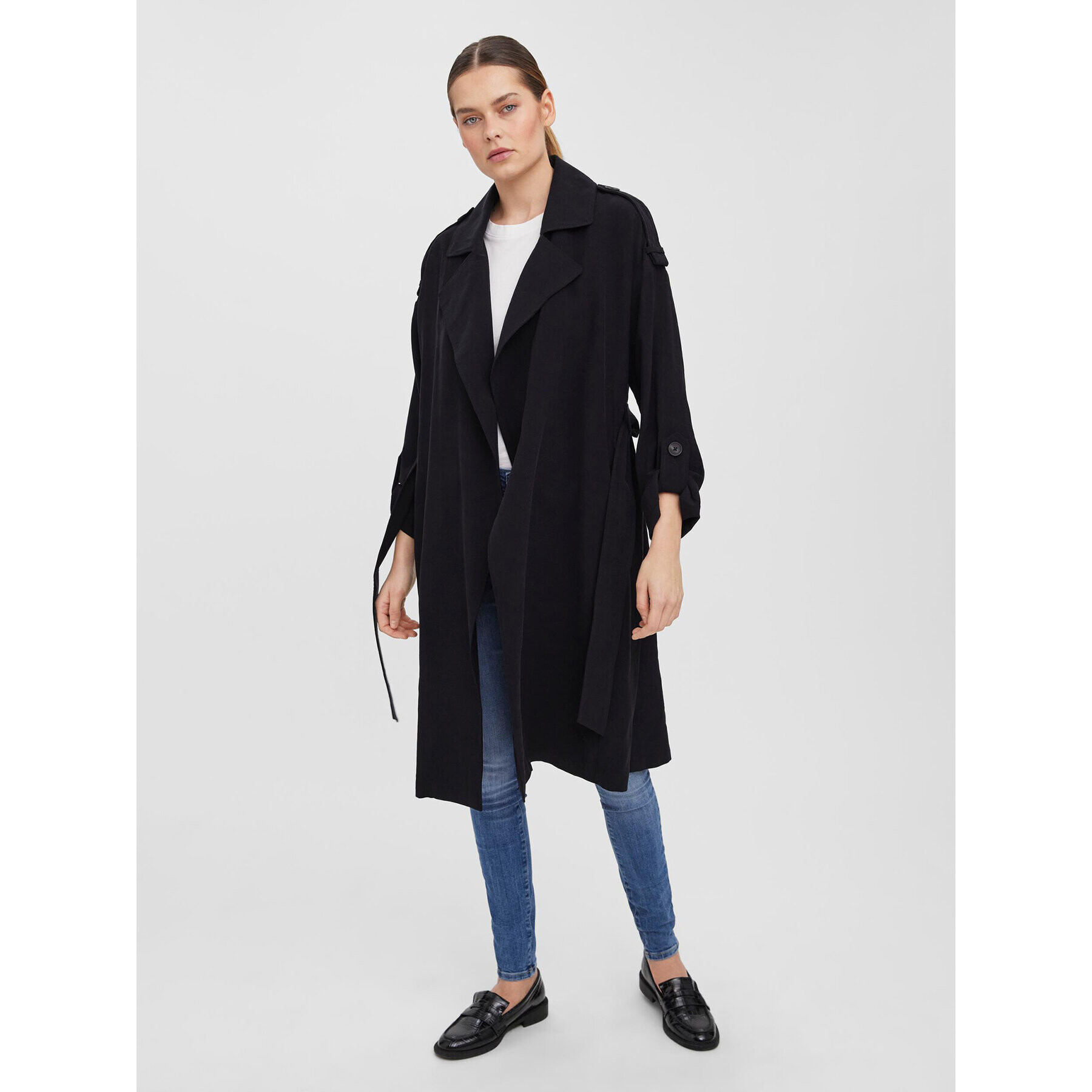 Vero Moda Тренч Bella 10252979 Черен Relaxed Fit - Pepit.bg