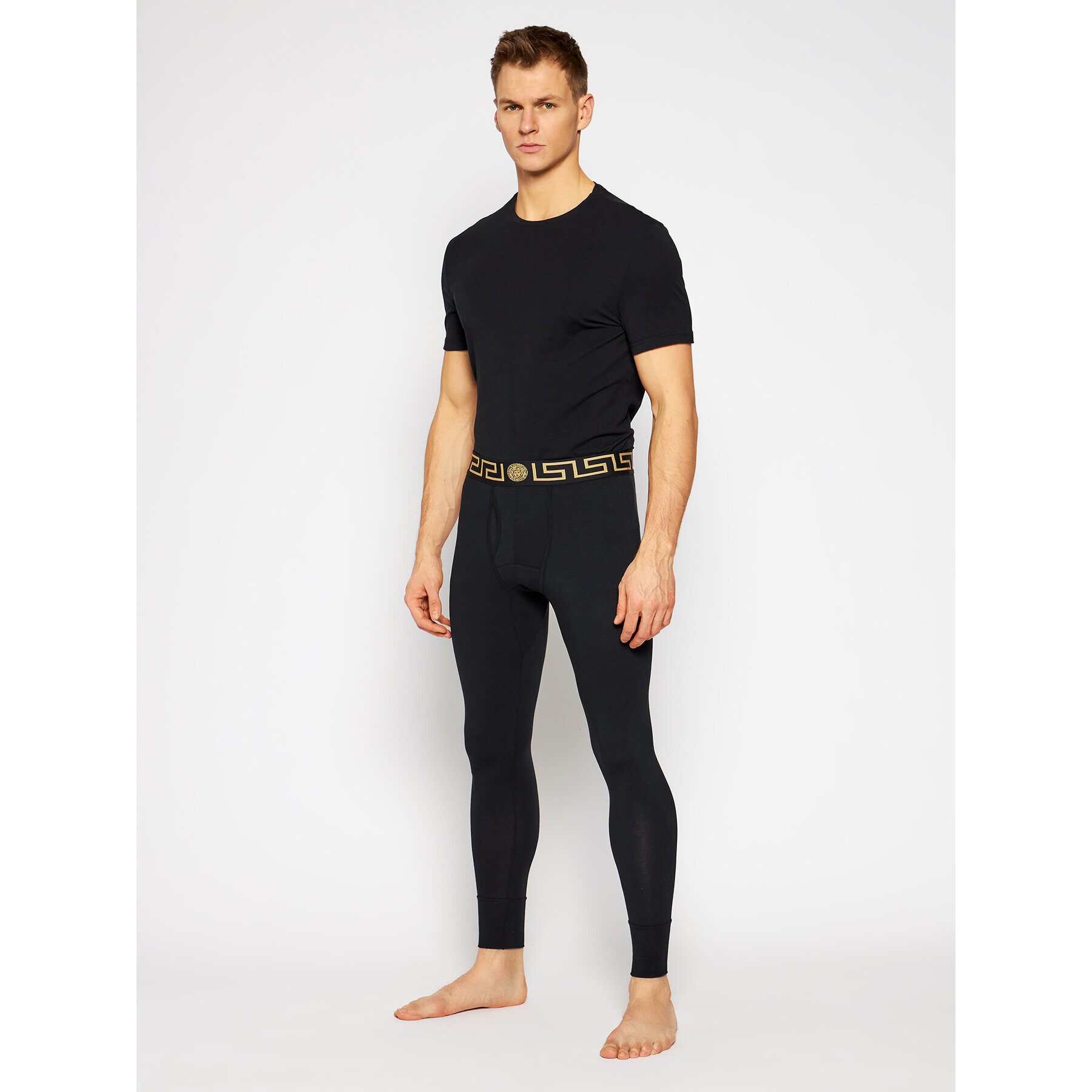 Versace Долни мъжки клинове Long John Intimo AU100023 Черен Slim Fit - Pepit.bg