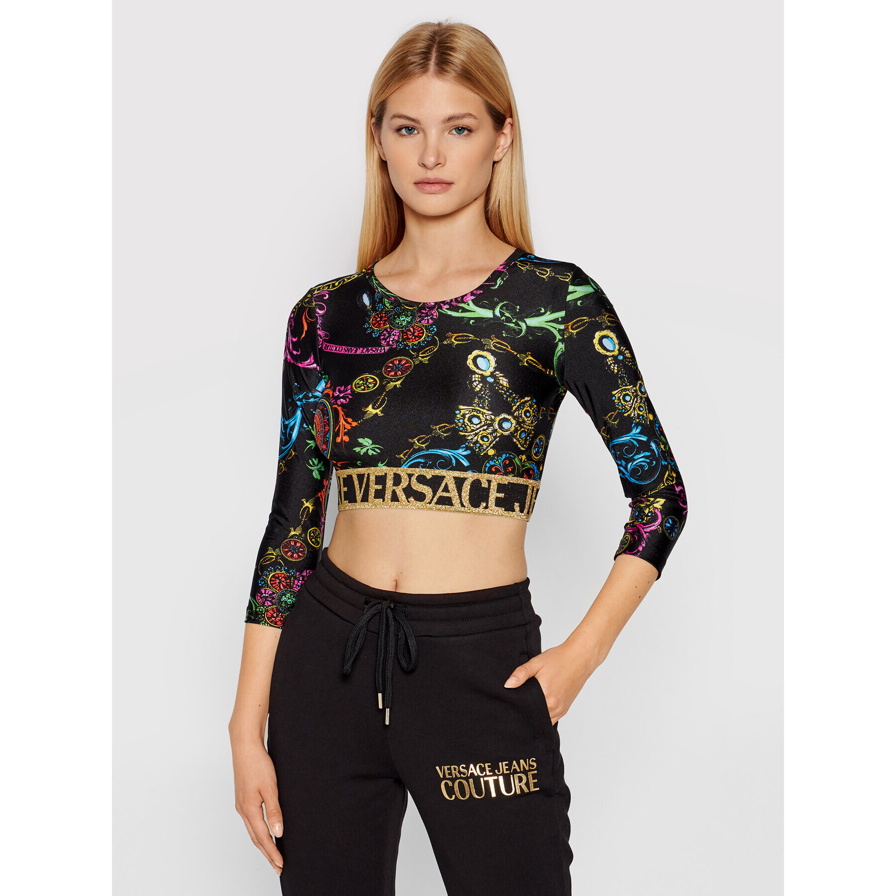 Versace Jeans Couture Блуза 71HAH218 Черен Regular Fit - Pepit.bg