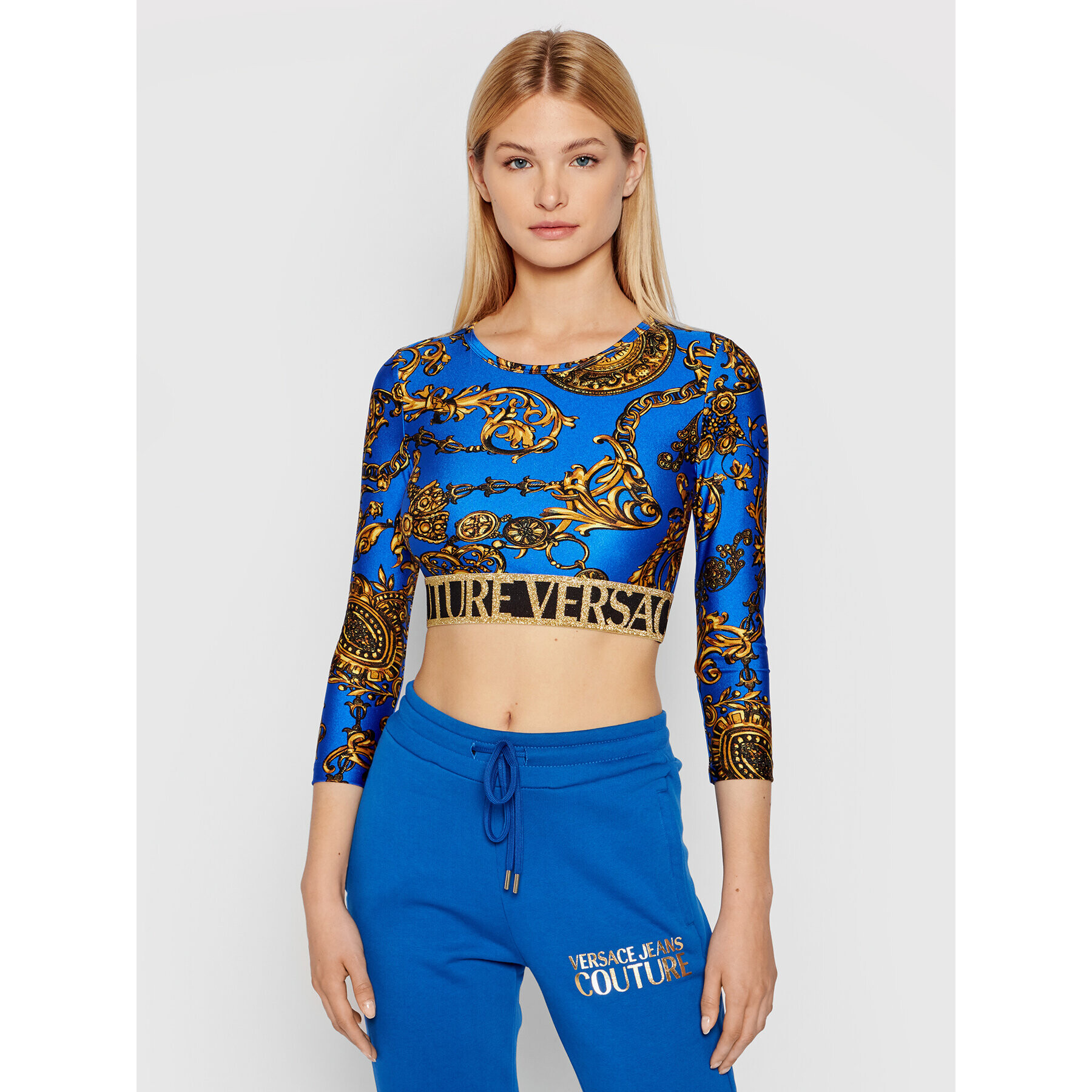 Versace Jeans Couture Блуза 71HAH218 Син Regular Fit - Pepit.bg