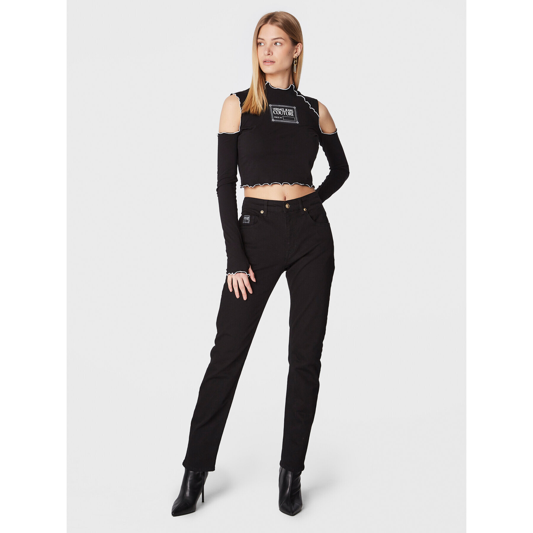 Versace Jeans Couture Блуза 73HAHT04 Черен Slim Fit - Pepit.bg