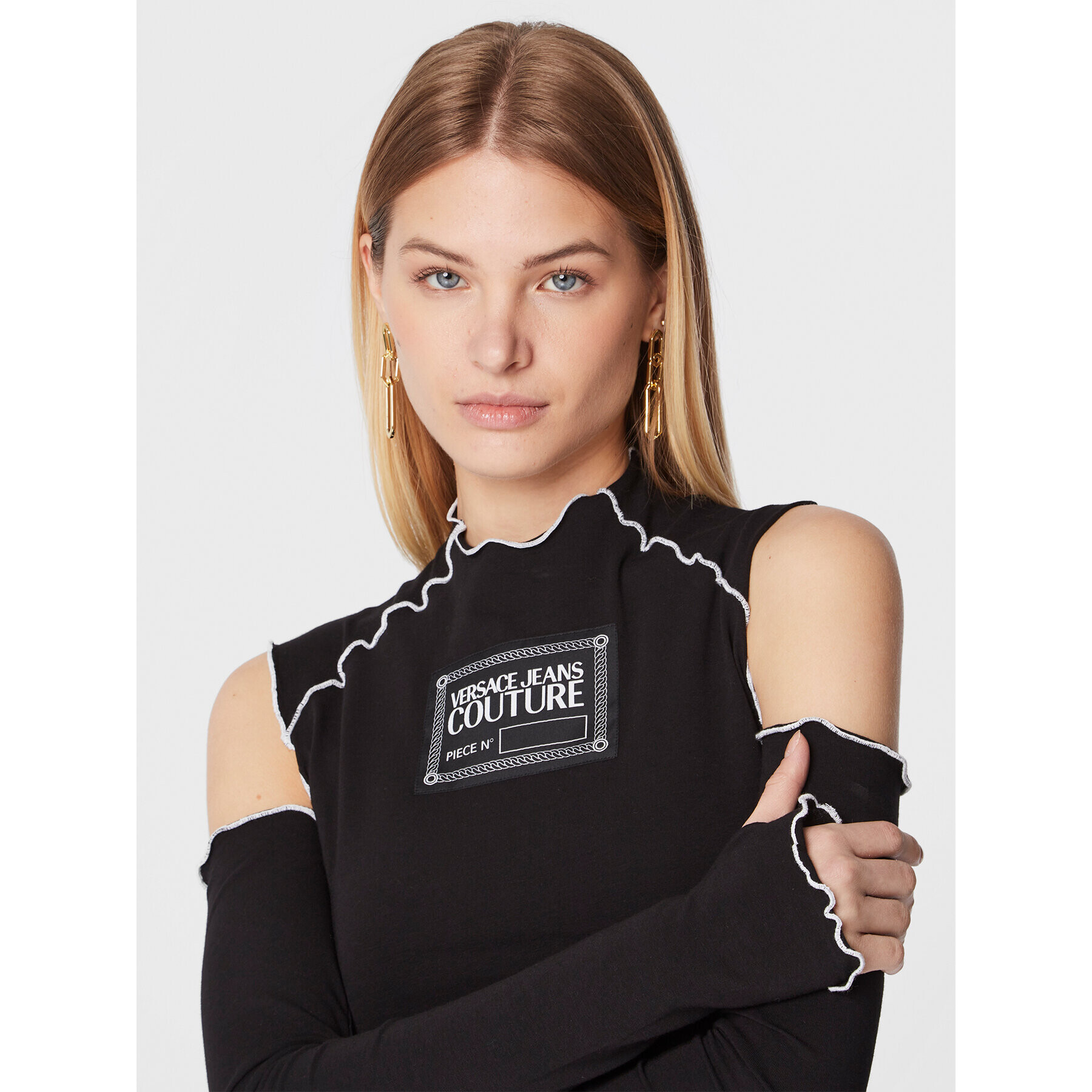 Versace Jeans Couture Блуза 73HAHT04 Черен Slim Fit - Pepit.bg