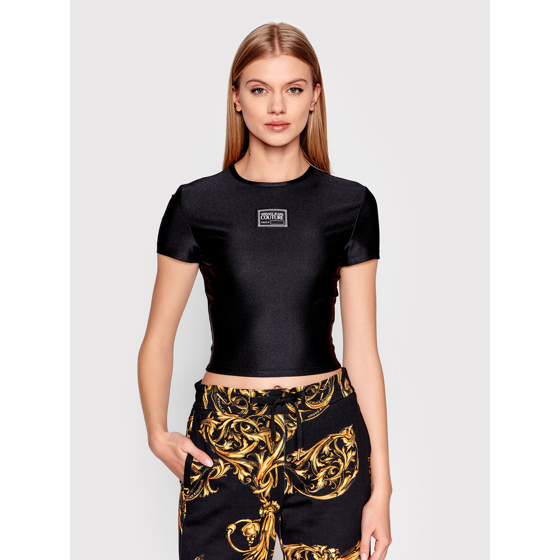 Versace Jeans Couture Блуза Logo 72HAH602 Черен Slim Fit - Pepit.bg