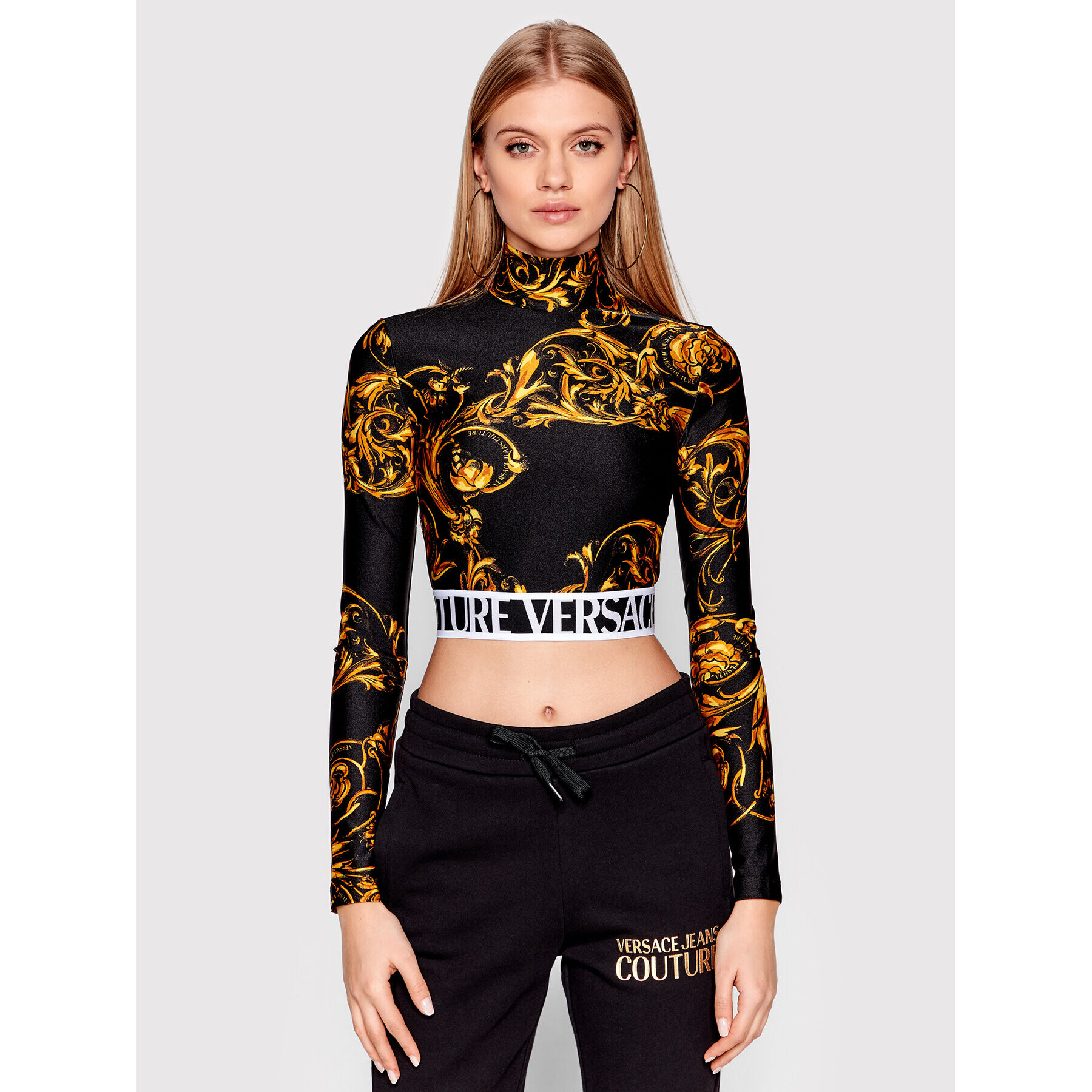 Versace Jeans Couture Блуза Regalia 72HAH6A7 Черен Slim Fit - Pepit.bg