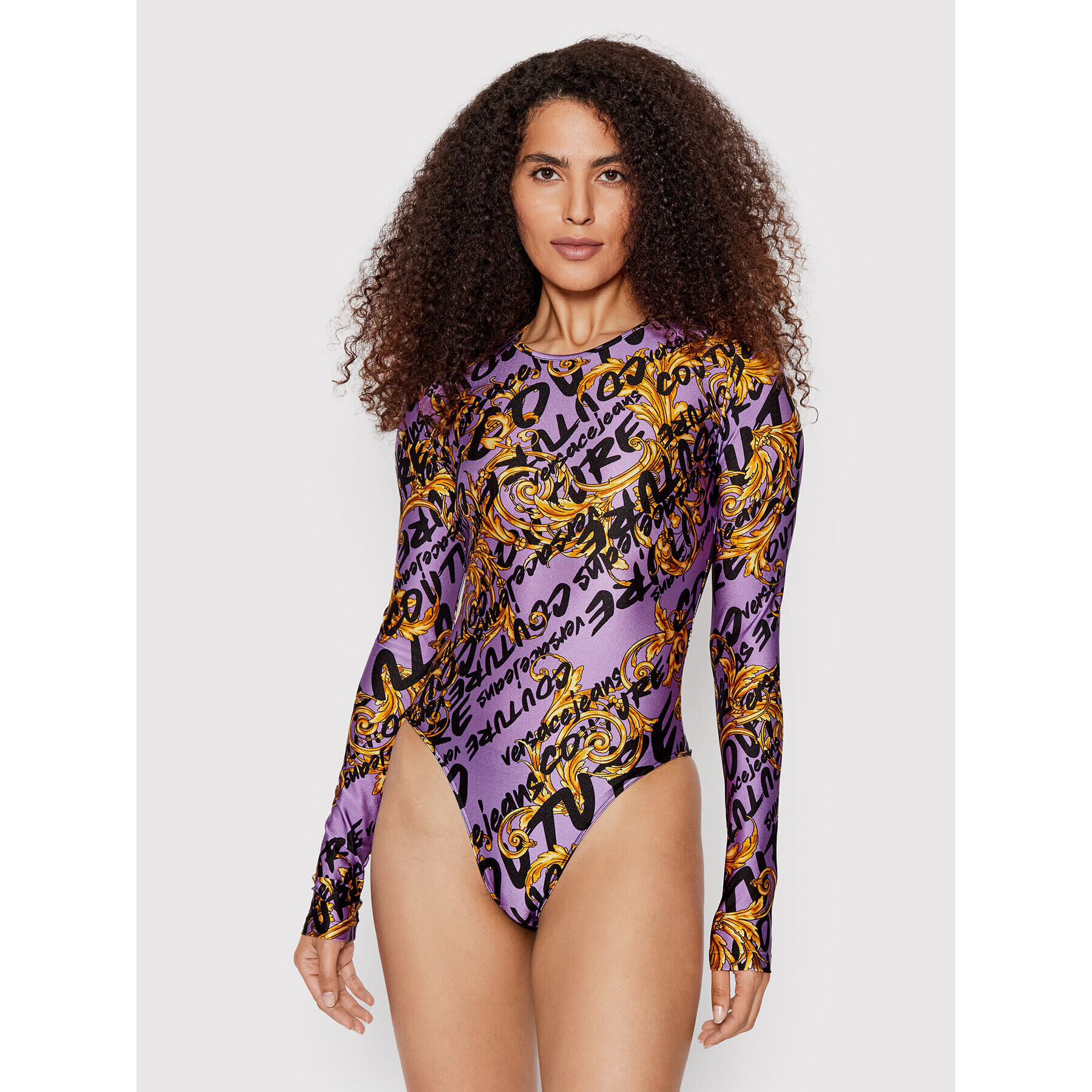 Versace Jeans Couture Боди 73HAM223 Виолетов Slim Fit - Pepit.bg