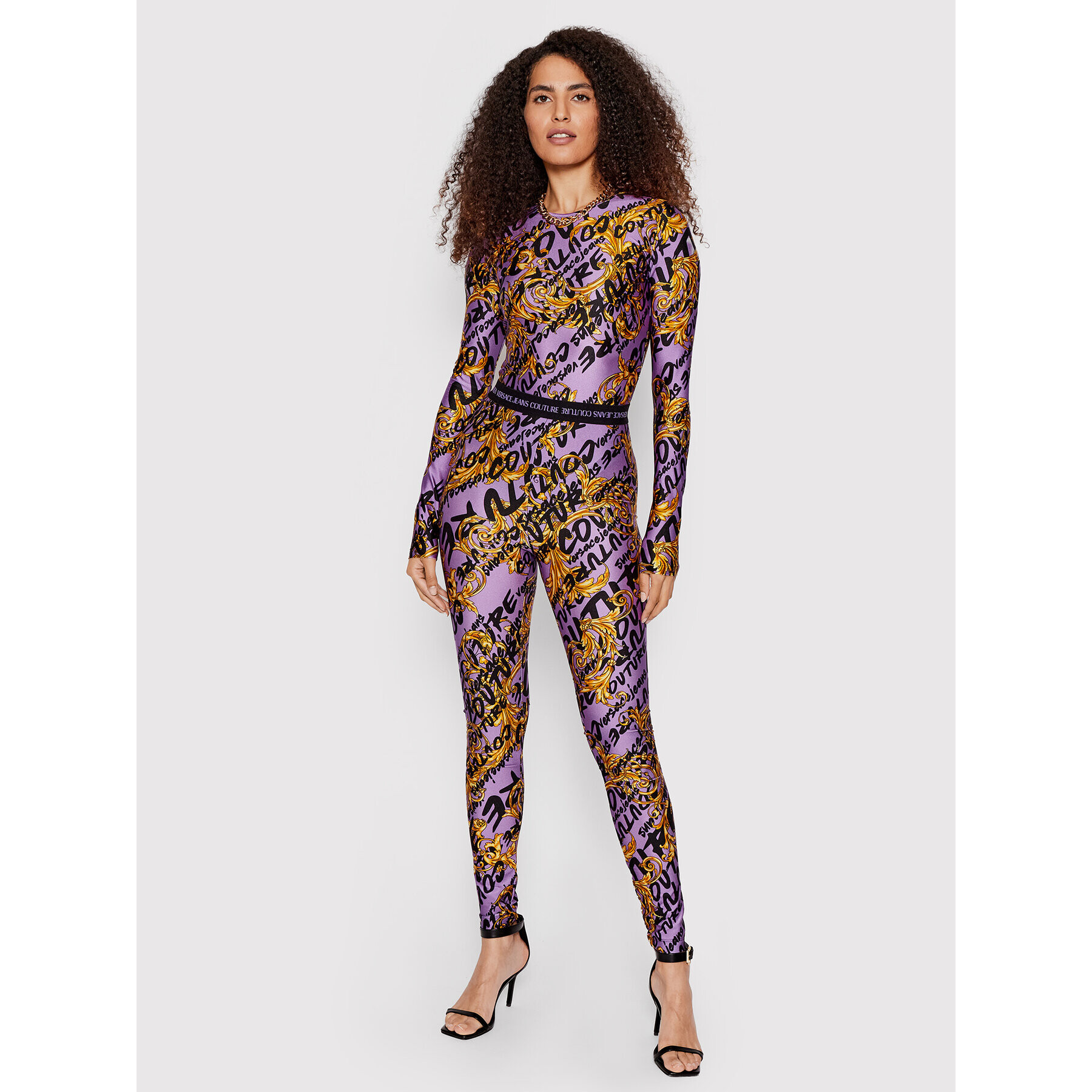 Versace Jeans Couture Боди 73HAM223 Виолетов Slim Fit - Pepit.bg