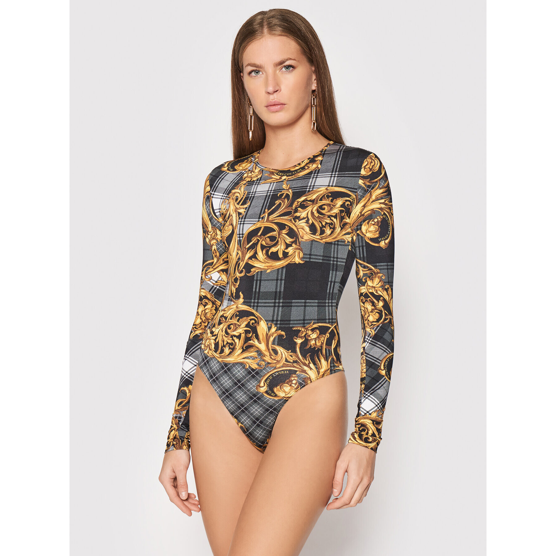 Versace Jeans Couture Боди Regalia Baroque Print 71HAM221 Черен Slim Fit - Pepit.bg