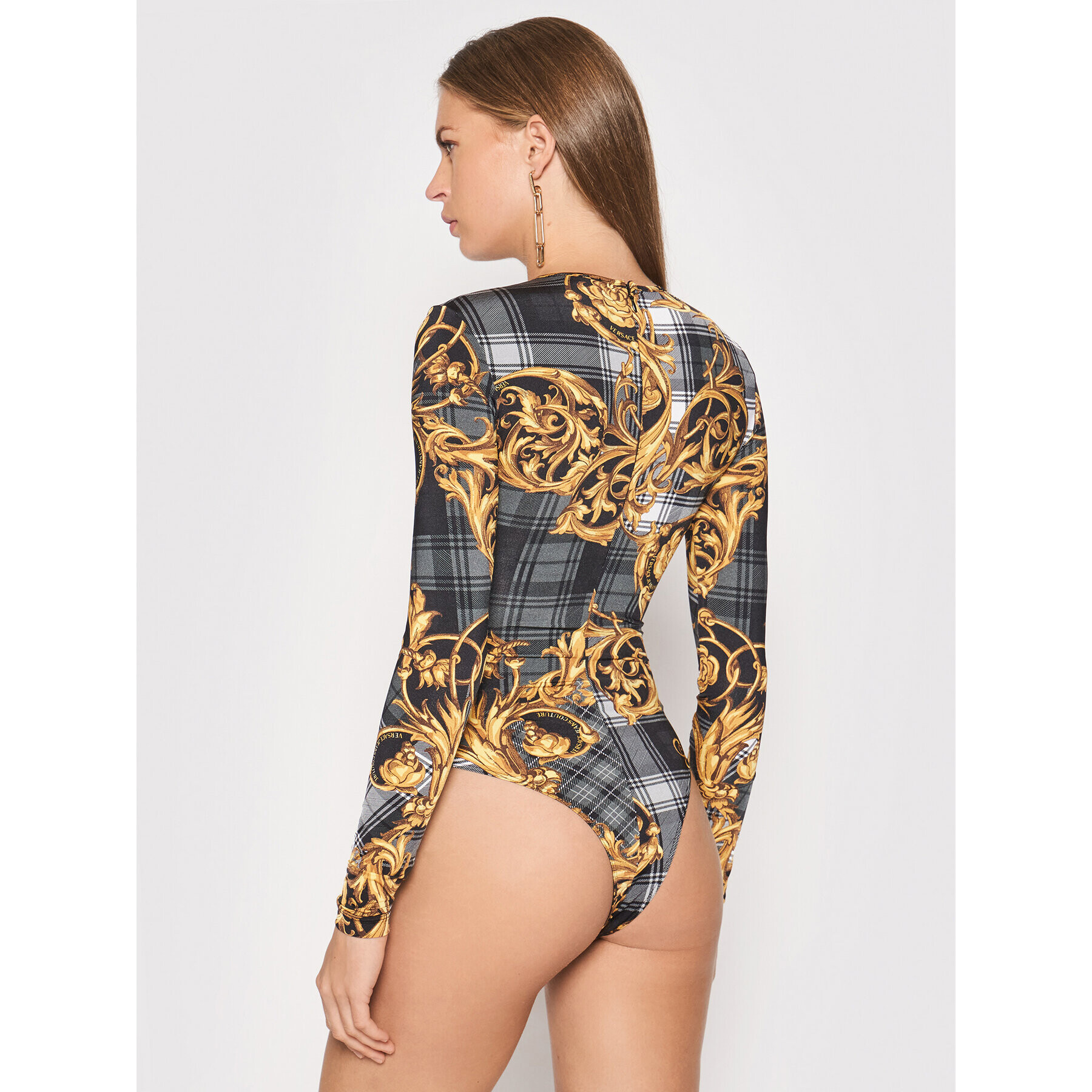 Versace Jeans Couture Боди Regalia Baroque Print 71HAM221 Черен Slim Fit - Pepit.bg