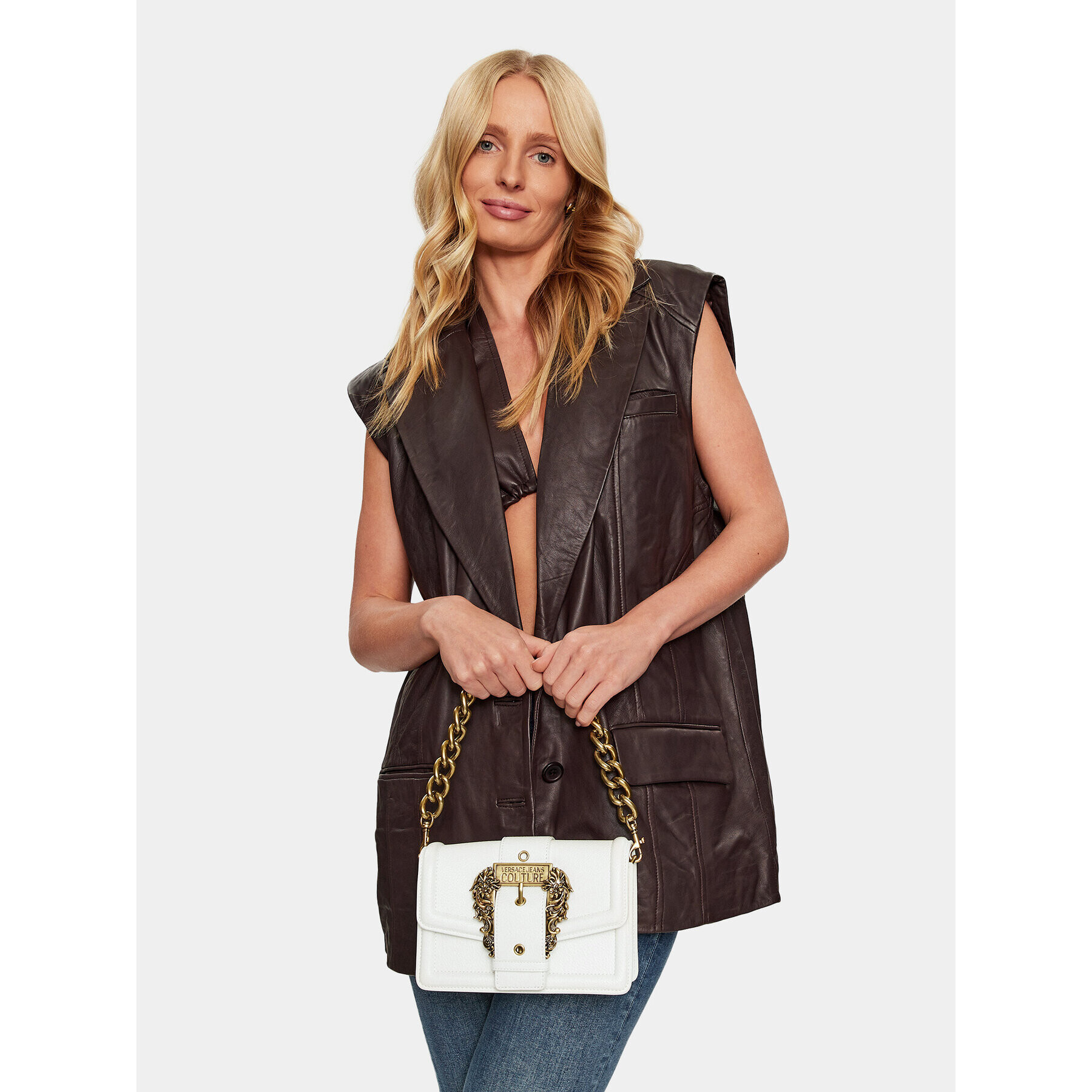 Versace Jeans Couture Дамска чанта 75VA4BFC Бял - Pepit.bg