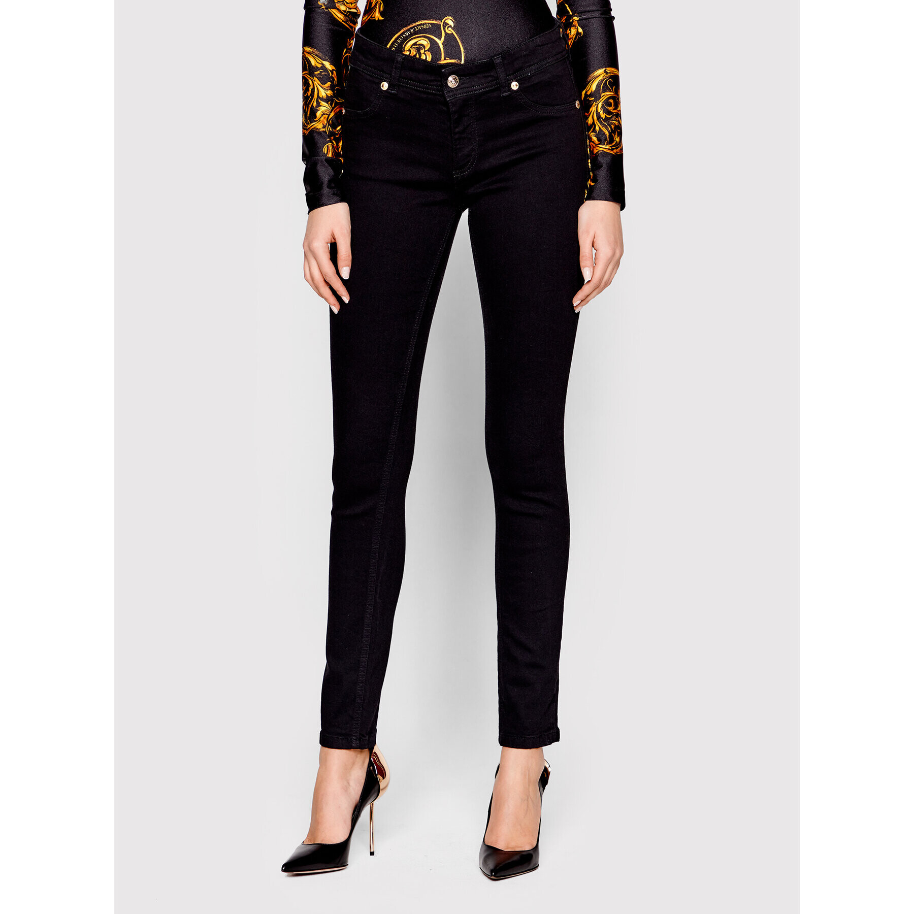 Versace Jeans Couture Дънки Logo 72HAB5J4 Черен Skinny Fit - Pepit.bg