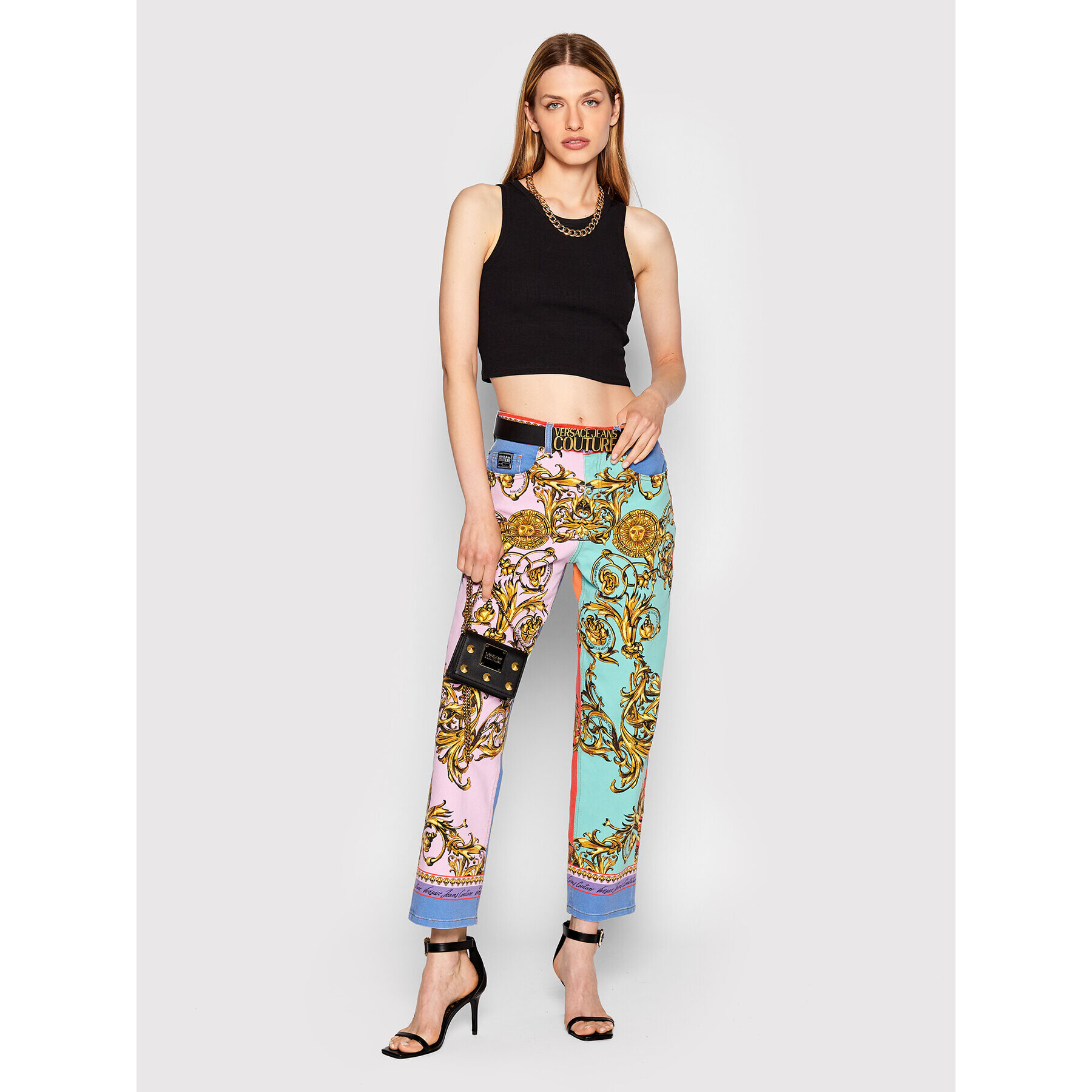 Versace Jeans Couture Дънки Nina Panel 72HAB5TP Цветен Relaxed Fit - Pepit.bg