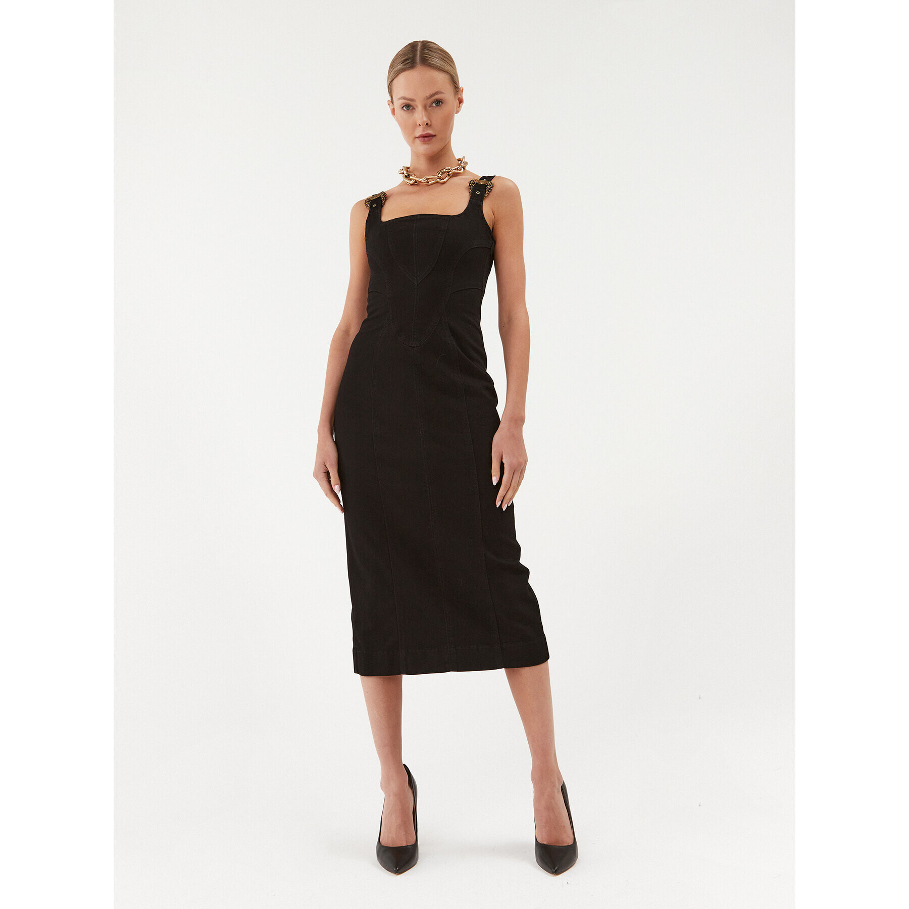Versace Jeans Couture Дънкова рокля 75HAO950 Черен Slim Fit - Pepit.bg