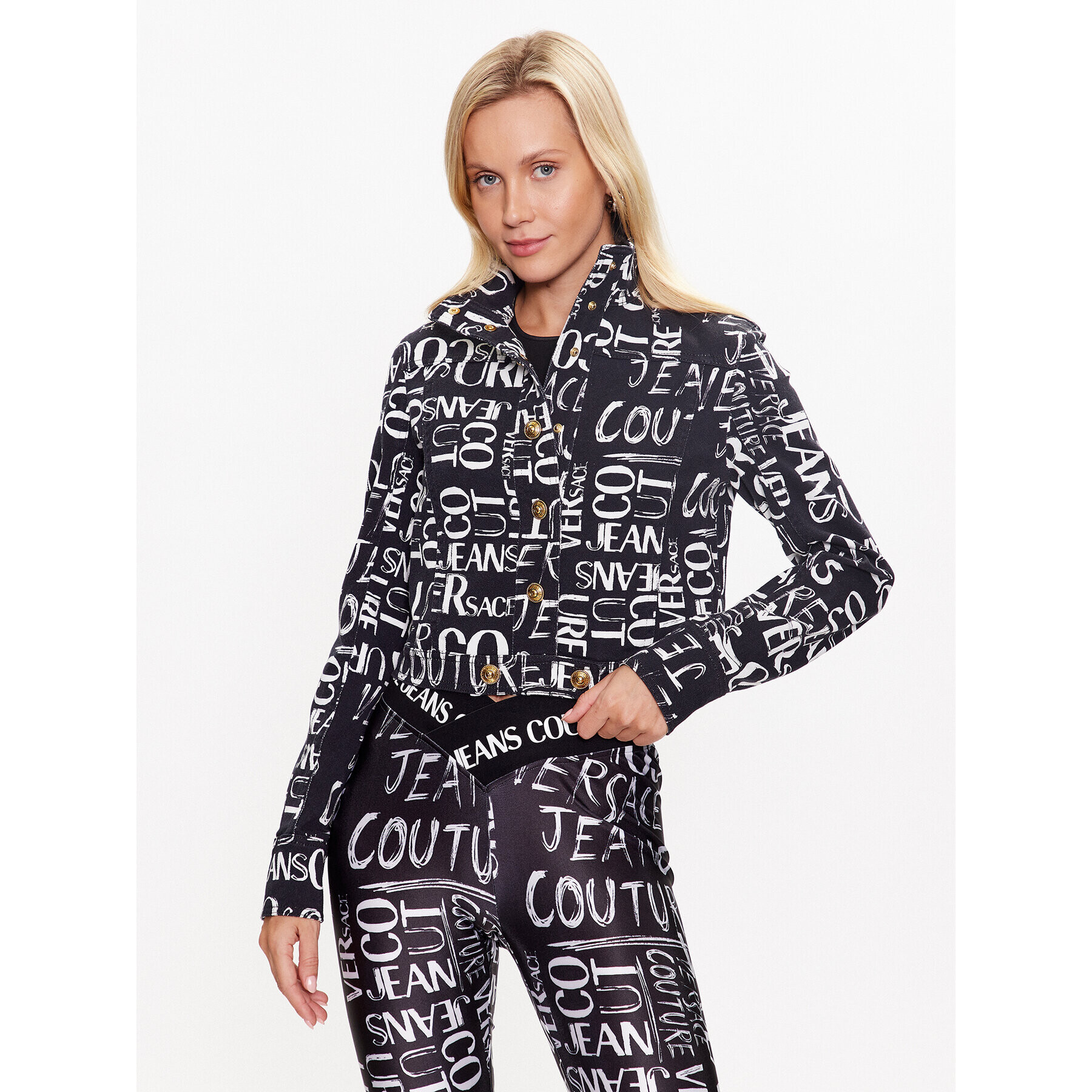 Versace Jeans Couture Дънково яке 74HAS404 Черен Regular Fit - Pepit.bg