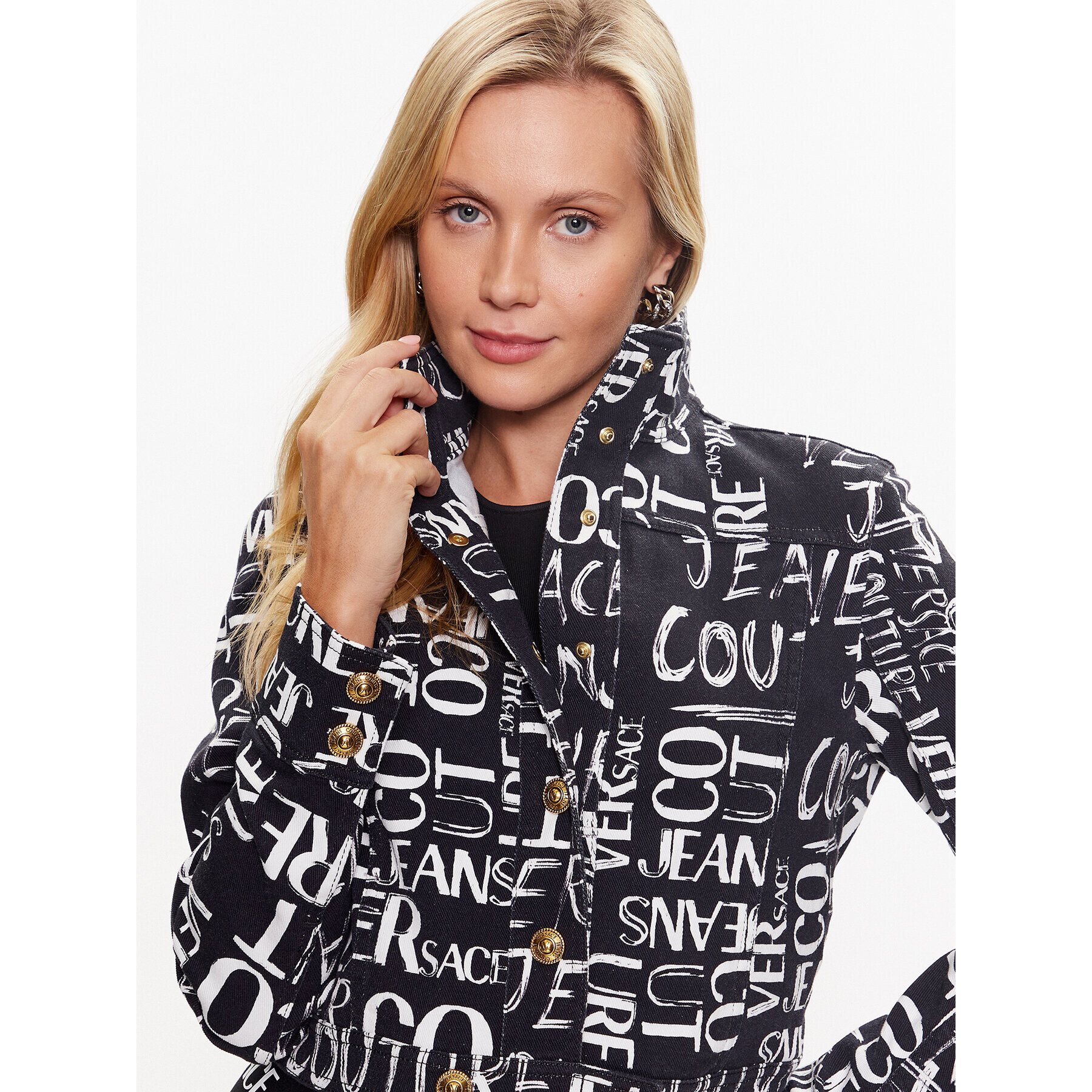 Versace Jeans Couture Дънково яке 74HAS404 Черен Regular Fit - Pepit.bg