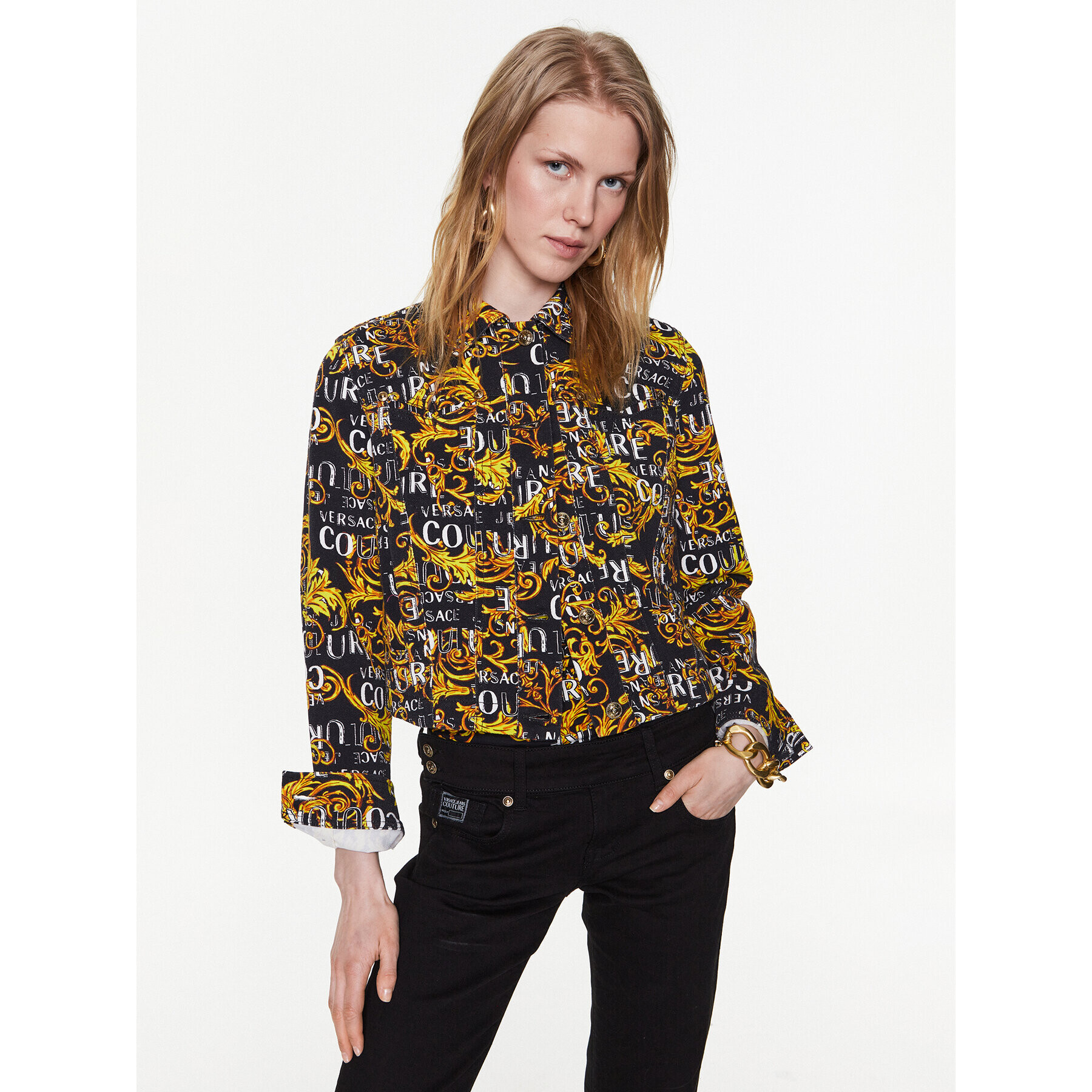 Versace Jeans Couture Дънково яке 74HAS453 Черен Regular Fit - Pepit.bg