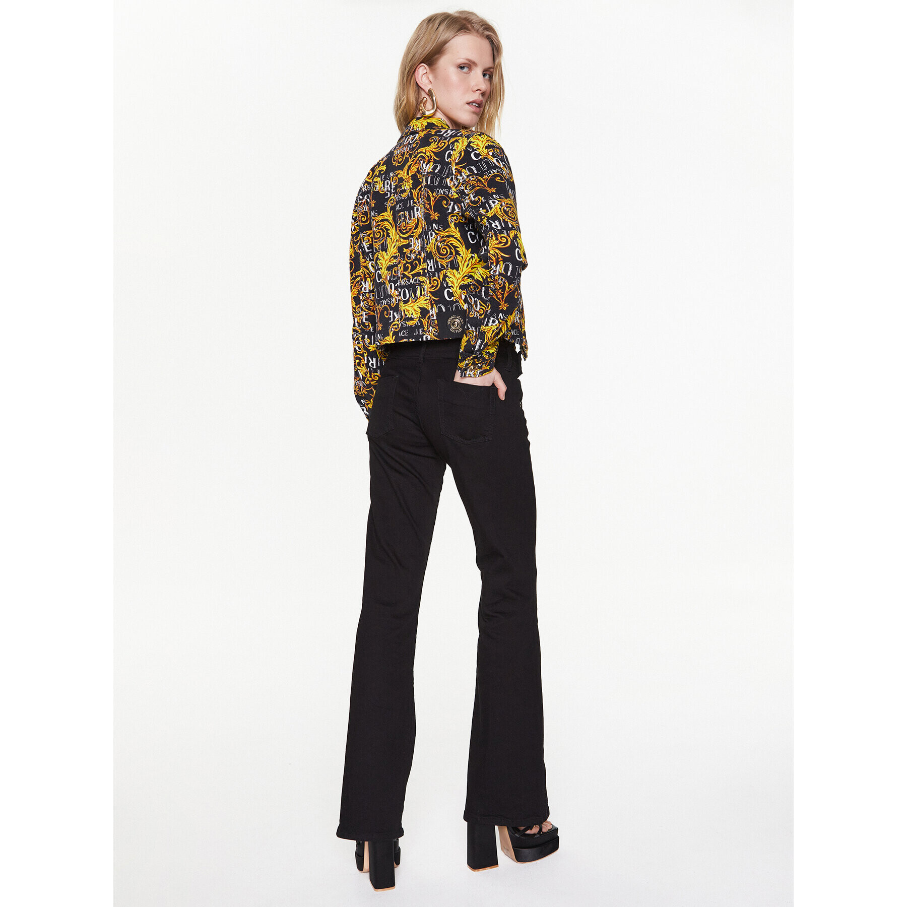 Versace Jeans Couture Дънково яке 74HAS453 Черен Regular Fit - Pepit.bg
