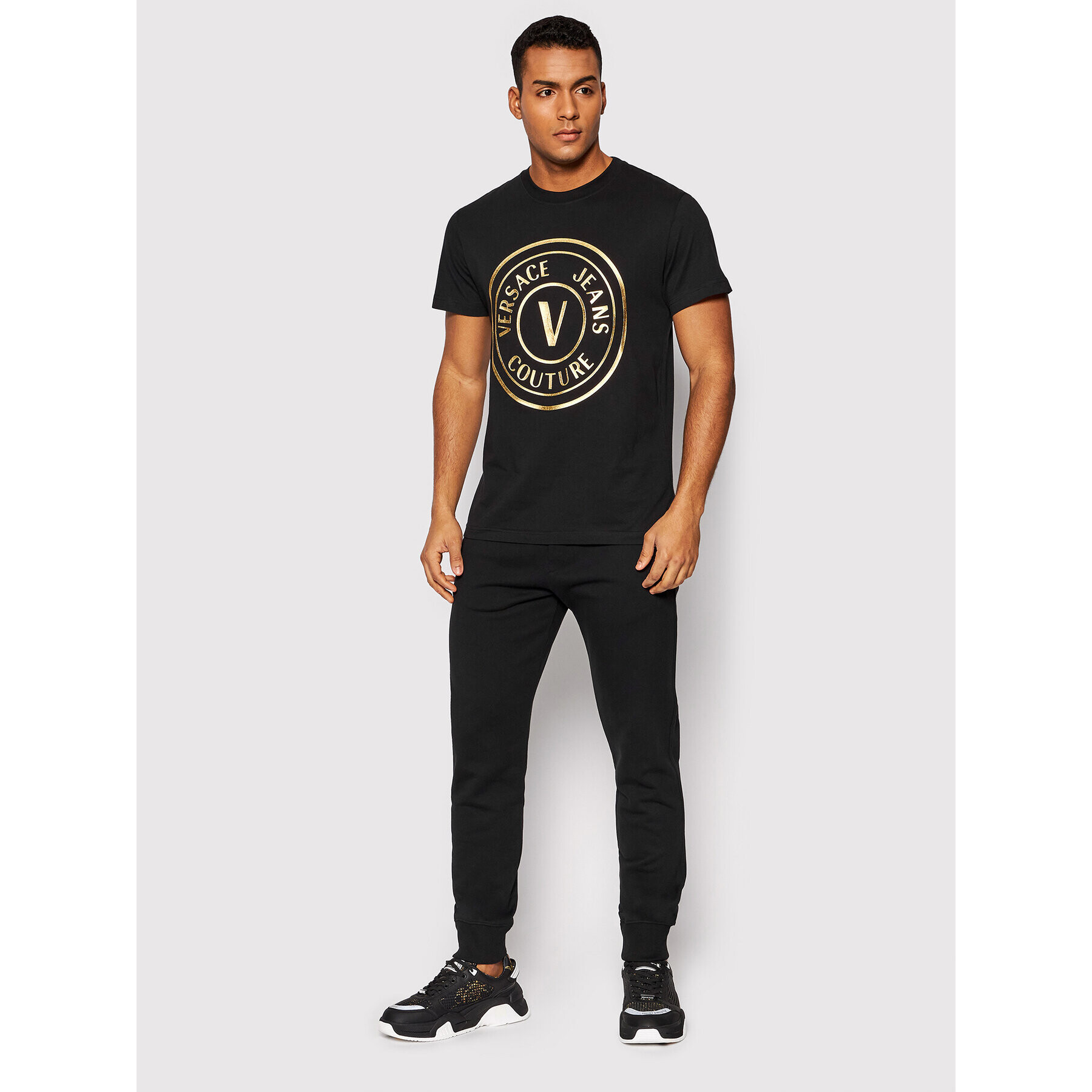 Versace Jeans Couture Долнище анцуг Logo Thick Foil 72GAAT01 Черен Regular Fit - Pepit.bg