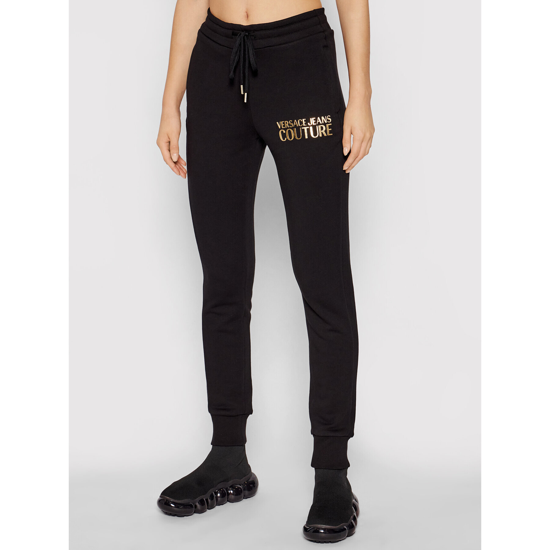 Versace Jeans Couture Долнище анцуг Logo Foil 71HAAT04 Черен Regular Fit - Pepit.bg