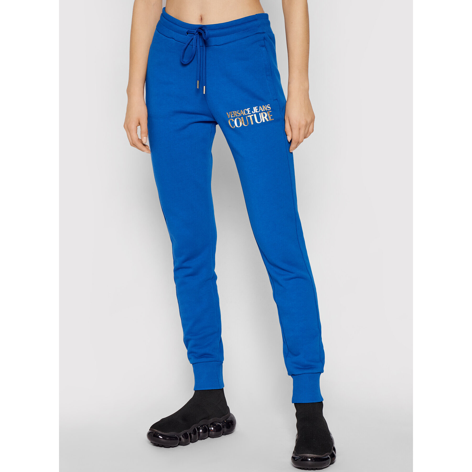 Versace Jeans Couture Долнище анцуг Logo Foil 71HAAT04 Син Regular Fit - Pepit.bg