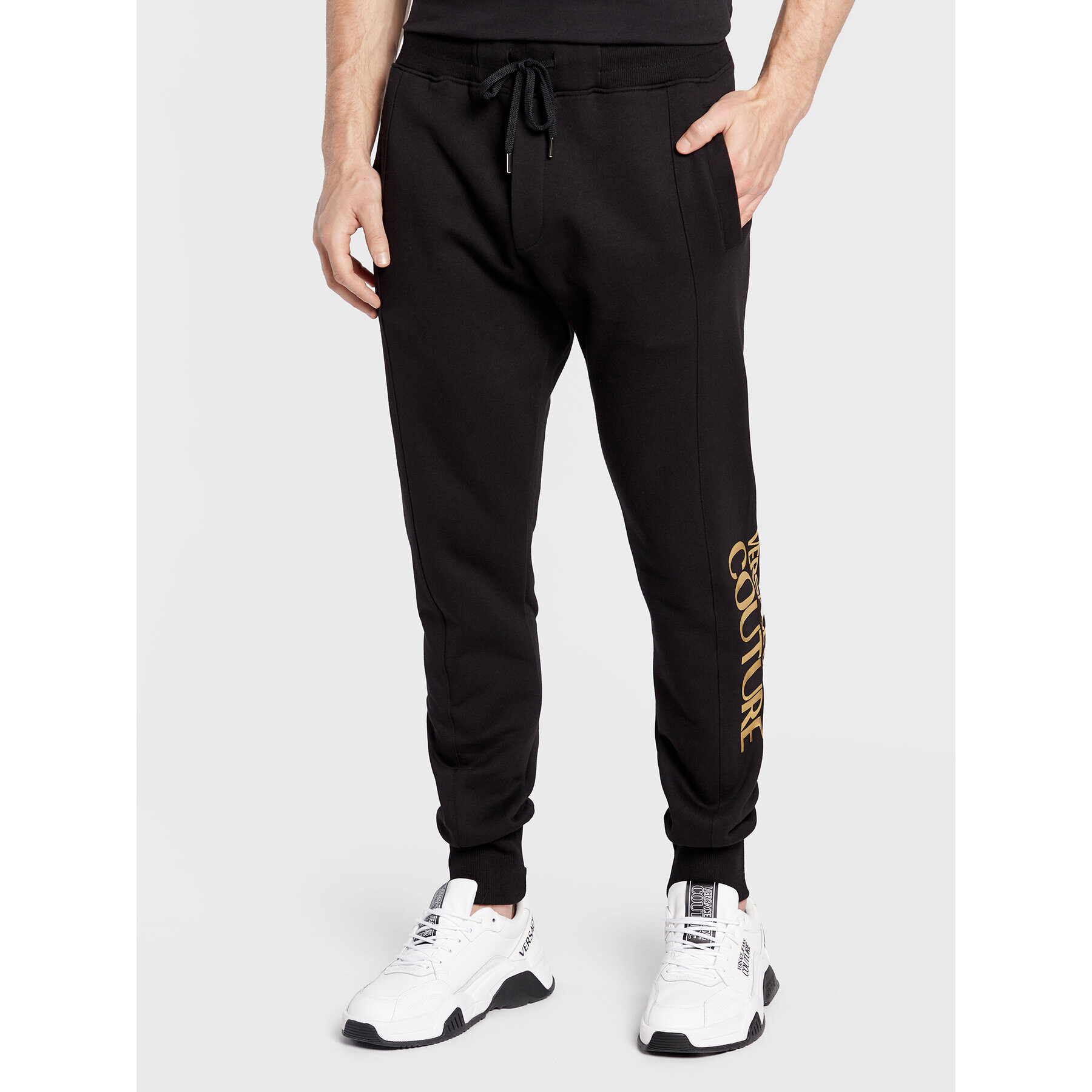 Versace Jeans Couture Долнище анцуг Logo Thick 73GAAT01 Черен Regular Fit - Pepit.bg