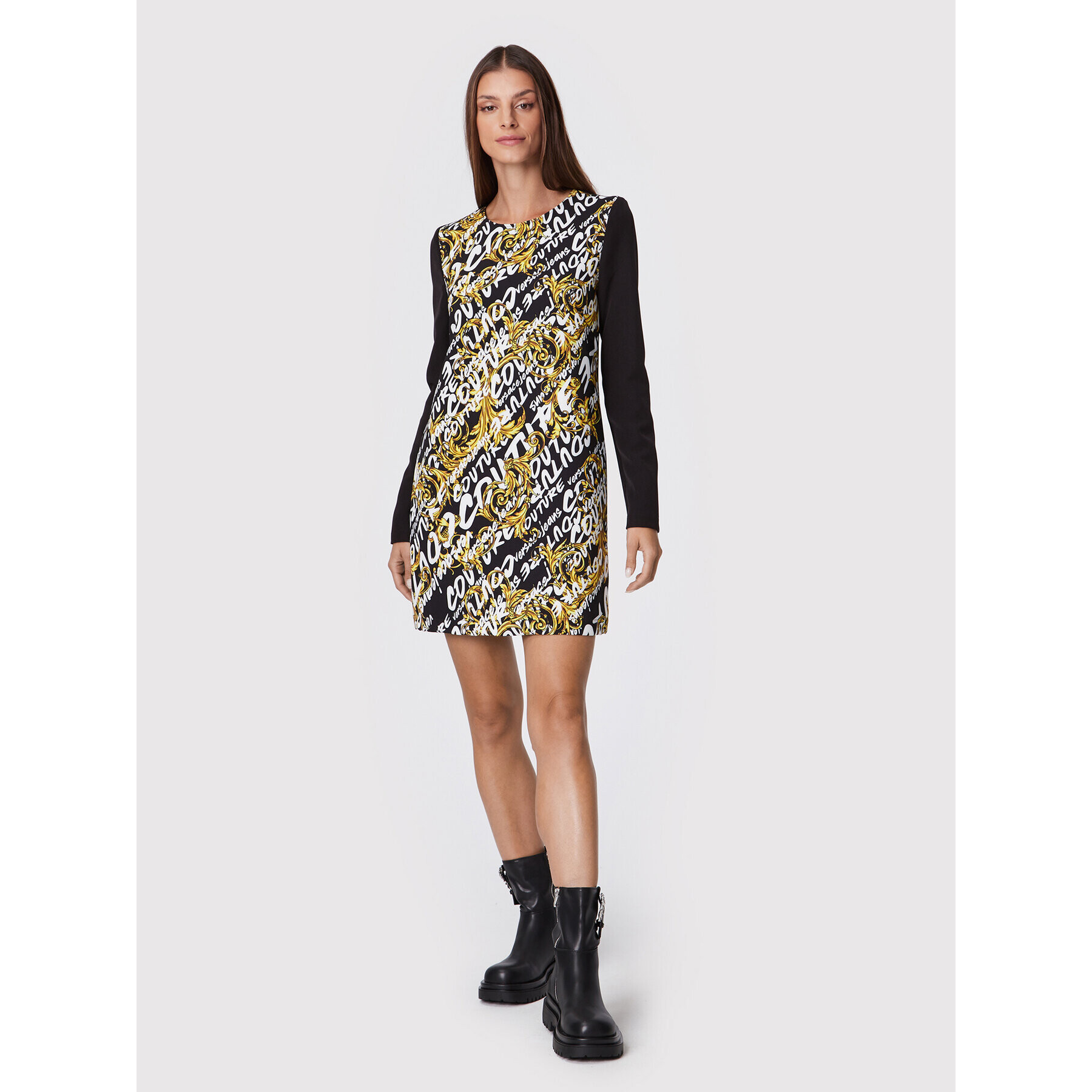 Versace Jeans Couture Ежедневна рокля Cady Print 73HAO921 Черен Regular Fit - Pepit.bg