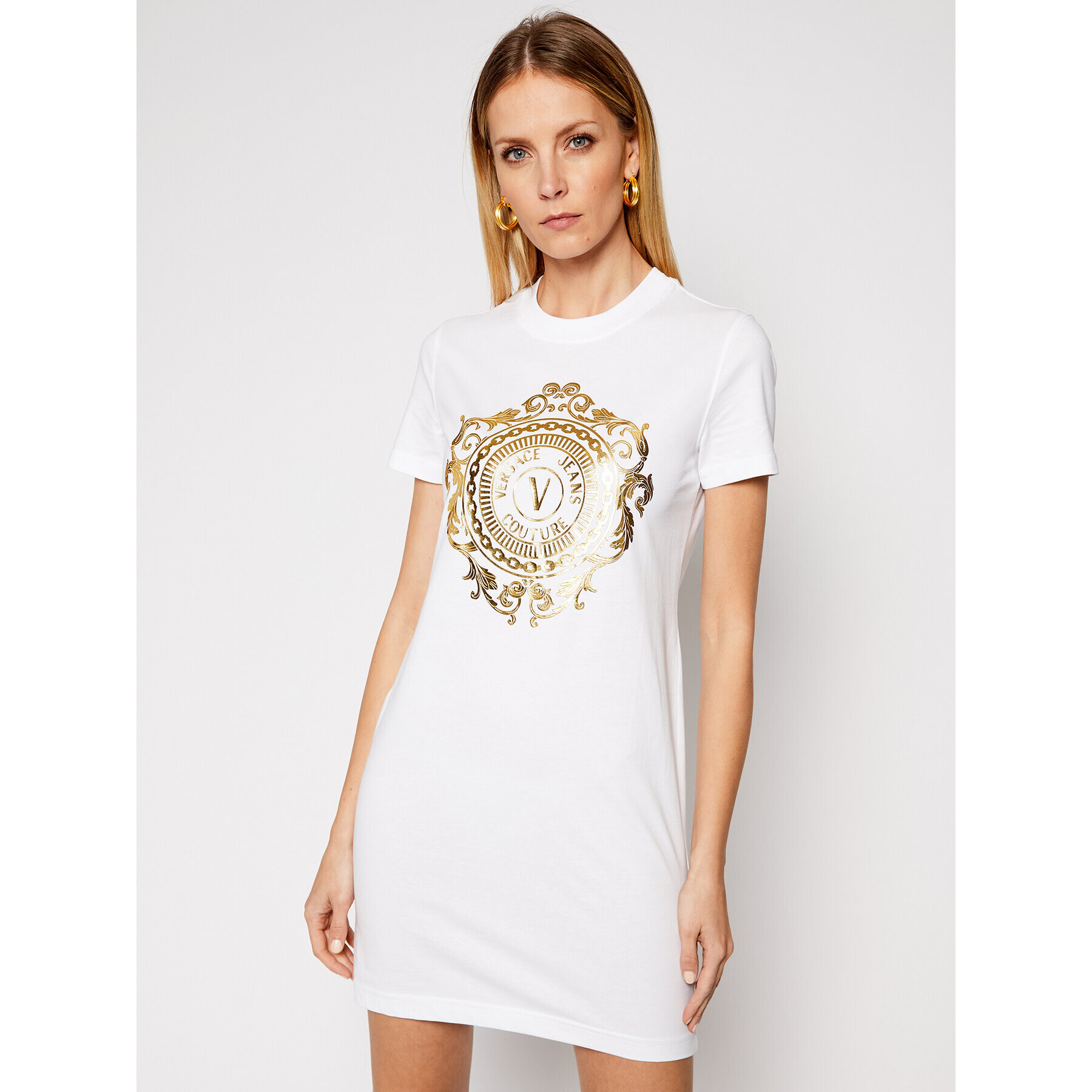 Versace Jeans Couture Ежедневна рокля D2HWA4FA Бял Regular Fit - Pepit.bg