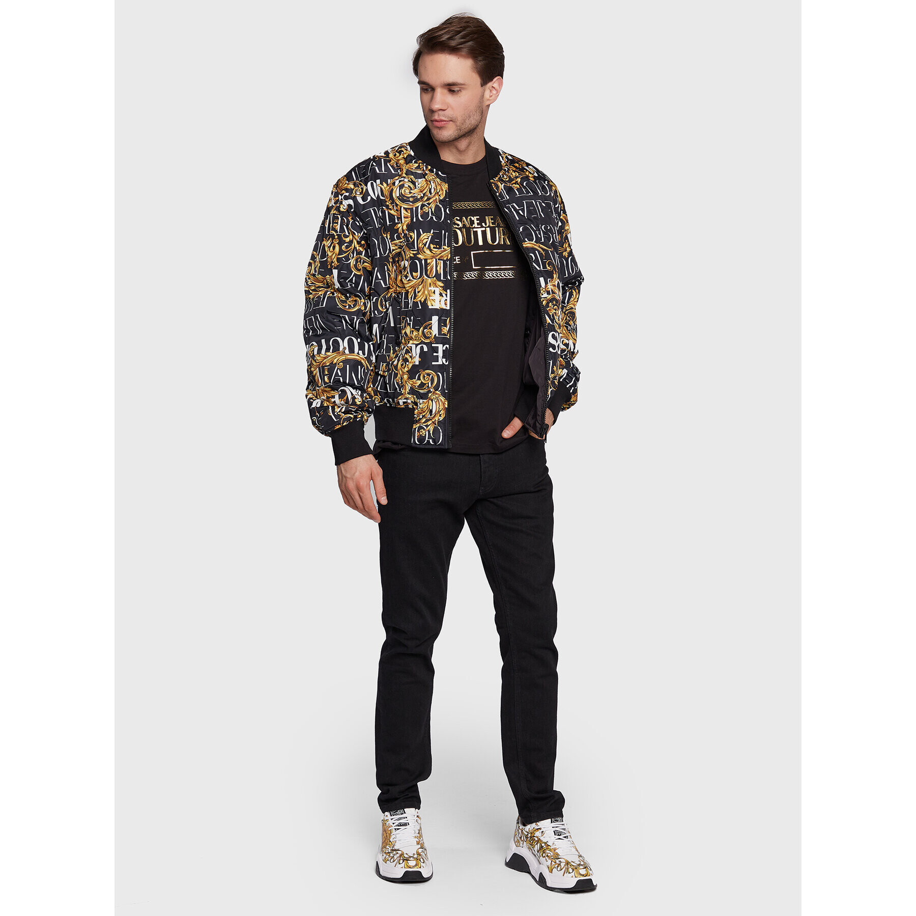 Versace Jeans Couture Яке бомбър 73GAS4D0 Черен Regular Fit - Pepit.bg