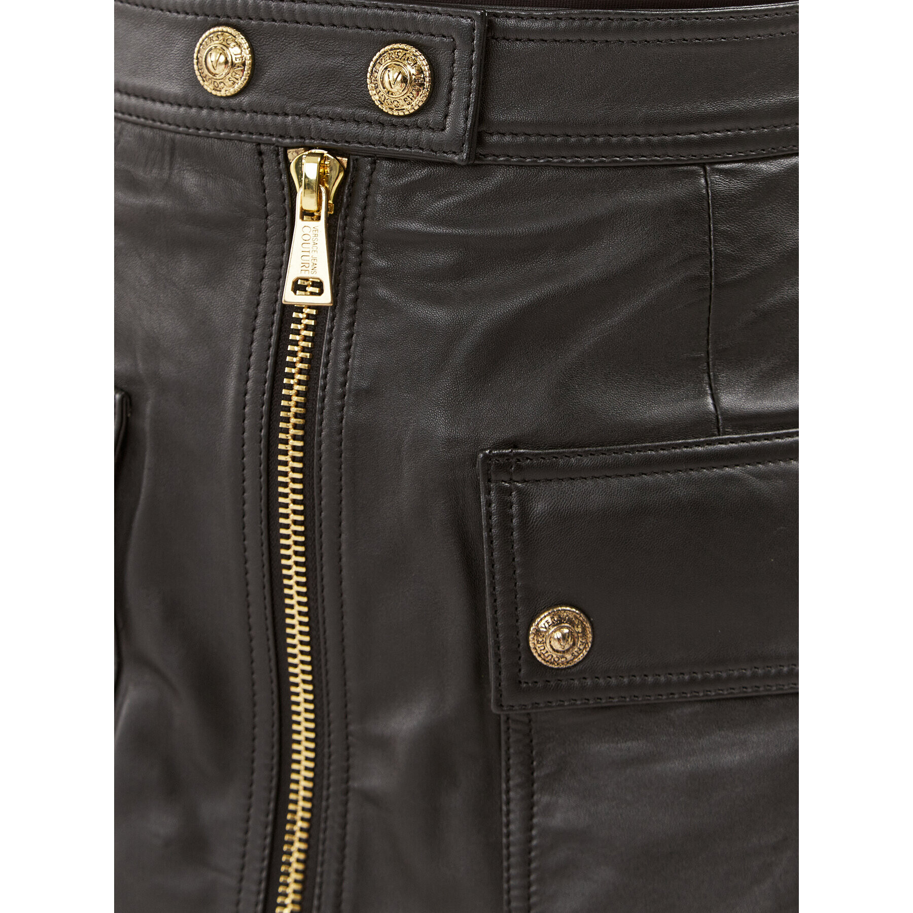 Versace Jeans Couture Кожена пола 75HAEP01 Черен Regular Fit - Pepit.bg