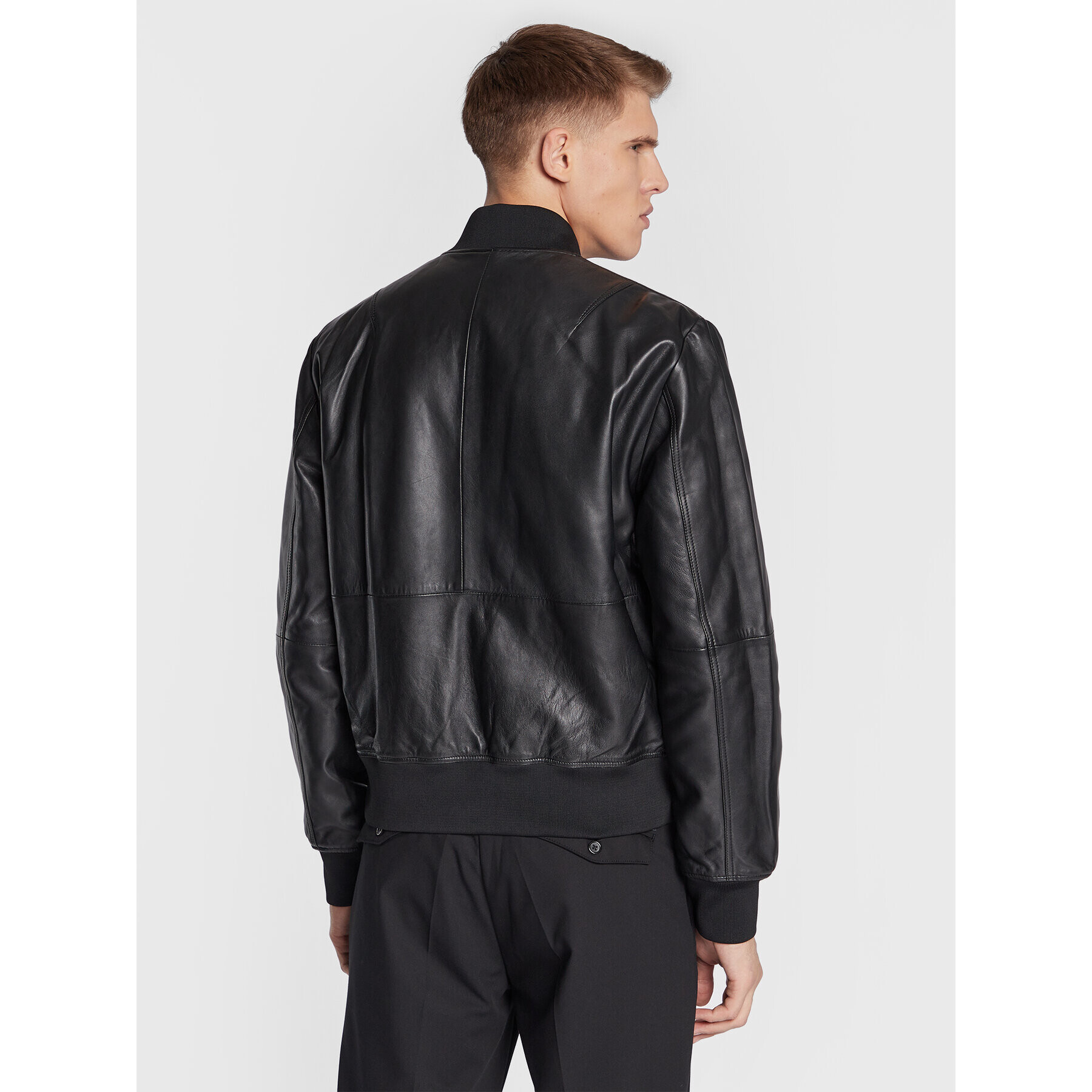 Versace Jeans Couture Кожено яке 73GAVP07 Черен Regular Fit - Pepit.bg