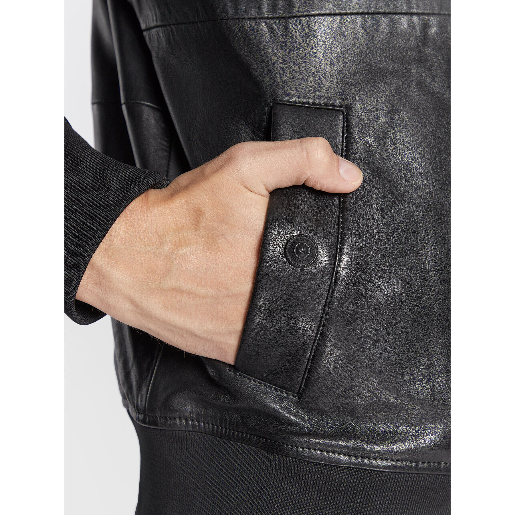 Versace Jeans Couture Кожено яке 73GAVP07 Черен Regular Fit - Pepit.bg
