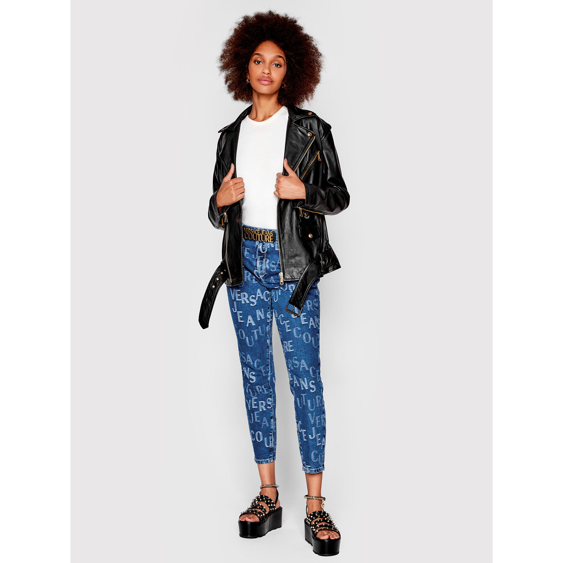 Versace Jeans Couture Кожено яке 73HAVP00 Черен Regular Fit - Pepit.bg