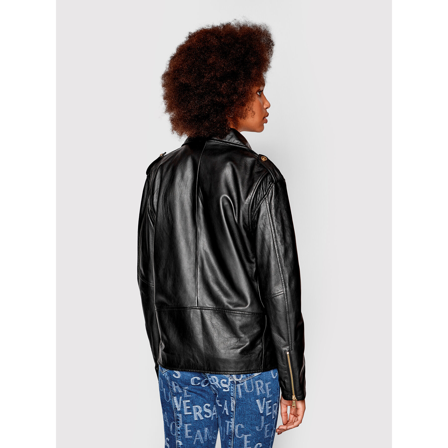 Versace Jeans Couture Кожено яке 73HAVP00 Черен Regular Fit - Pepit.bg