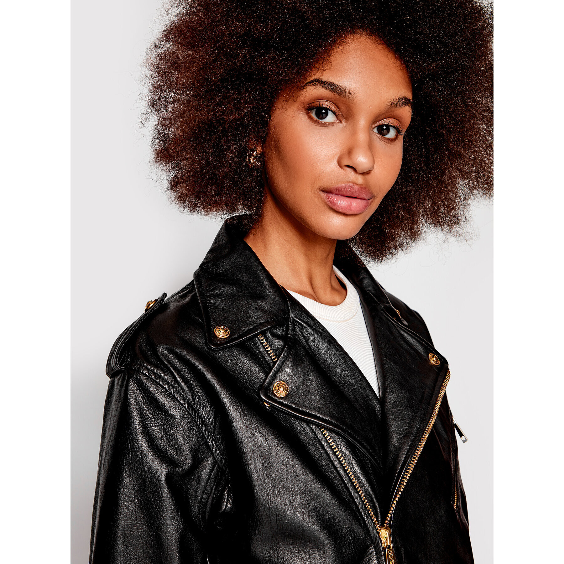 Versace Jeans Couture Кожено яке 73HAVP00 Черен Regular Fit - Pepit.bg