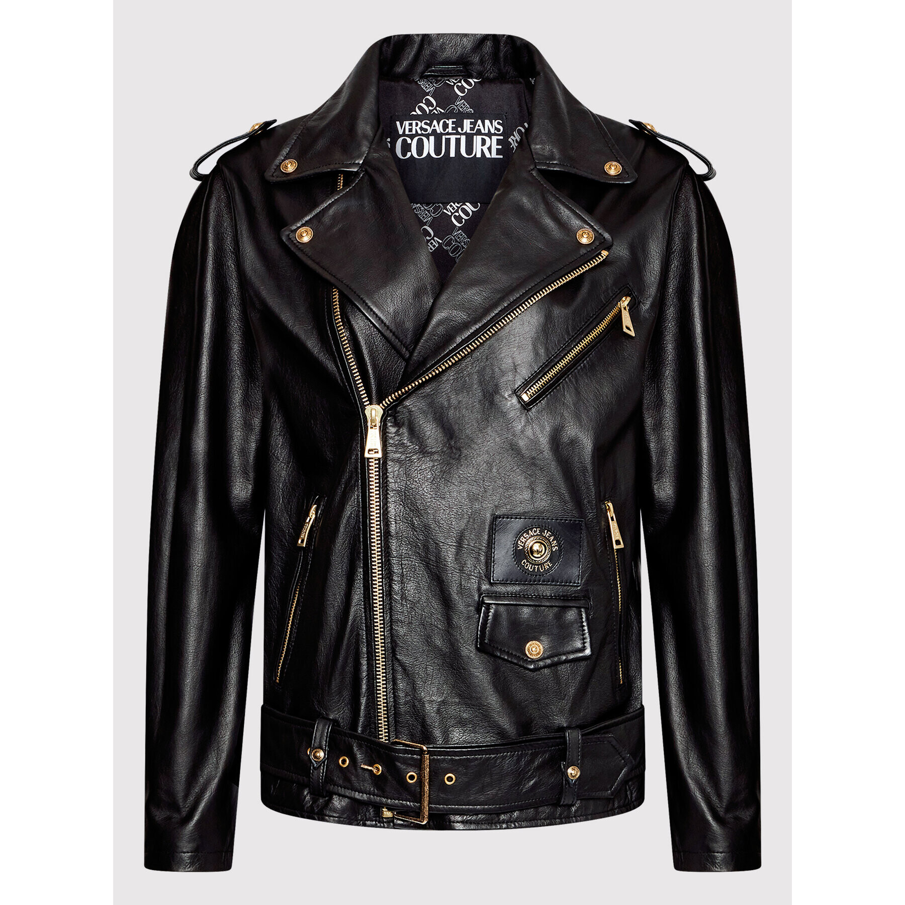 Versace Jeans Couture Кожено яке 73HAVP00 Черен Regular Fit - Pepit.bg