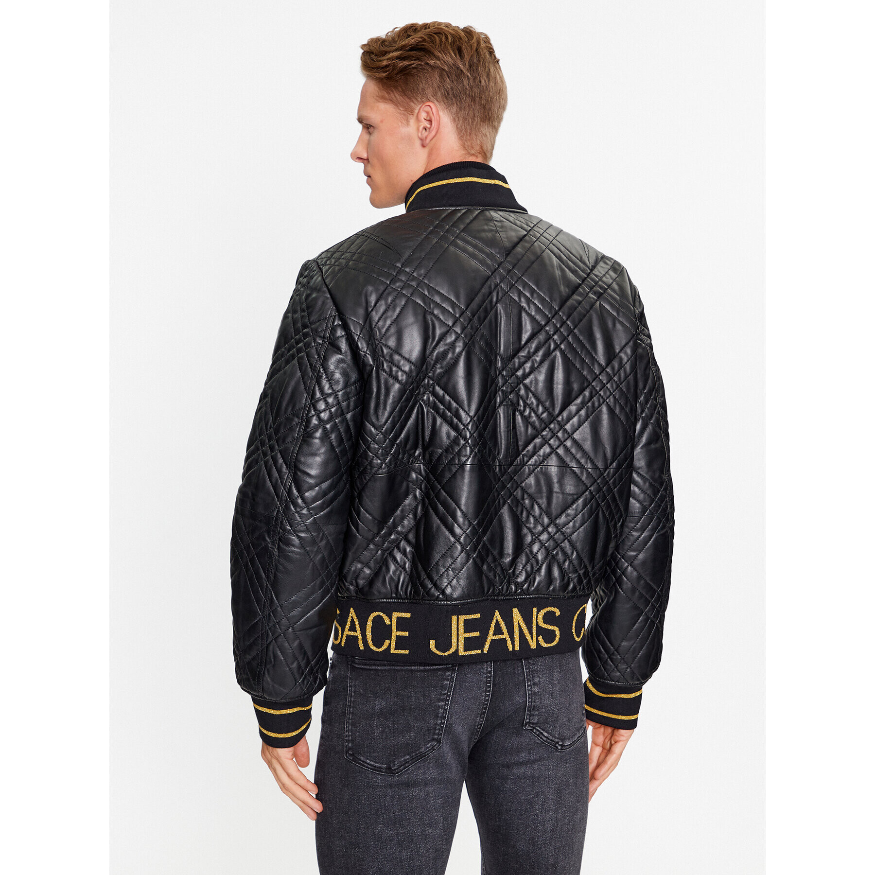 Versace Jeans Couture Кожено яке 75GAVP06 Черен Regular Fit - Pepit.bg