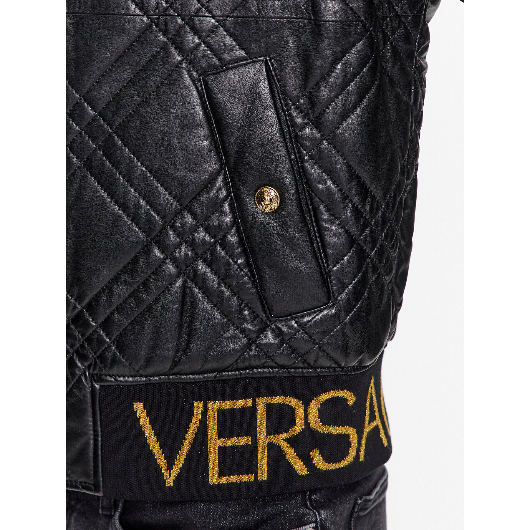 Versace Jeans Couture Кожено яке 75GAVP06 Черен Regular Fit - Pepit.bg