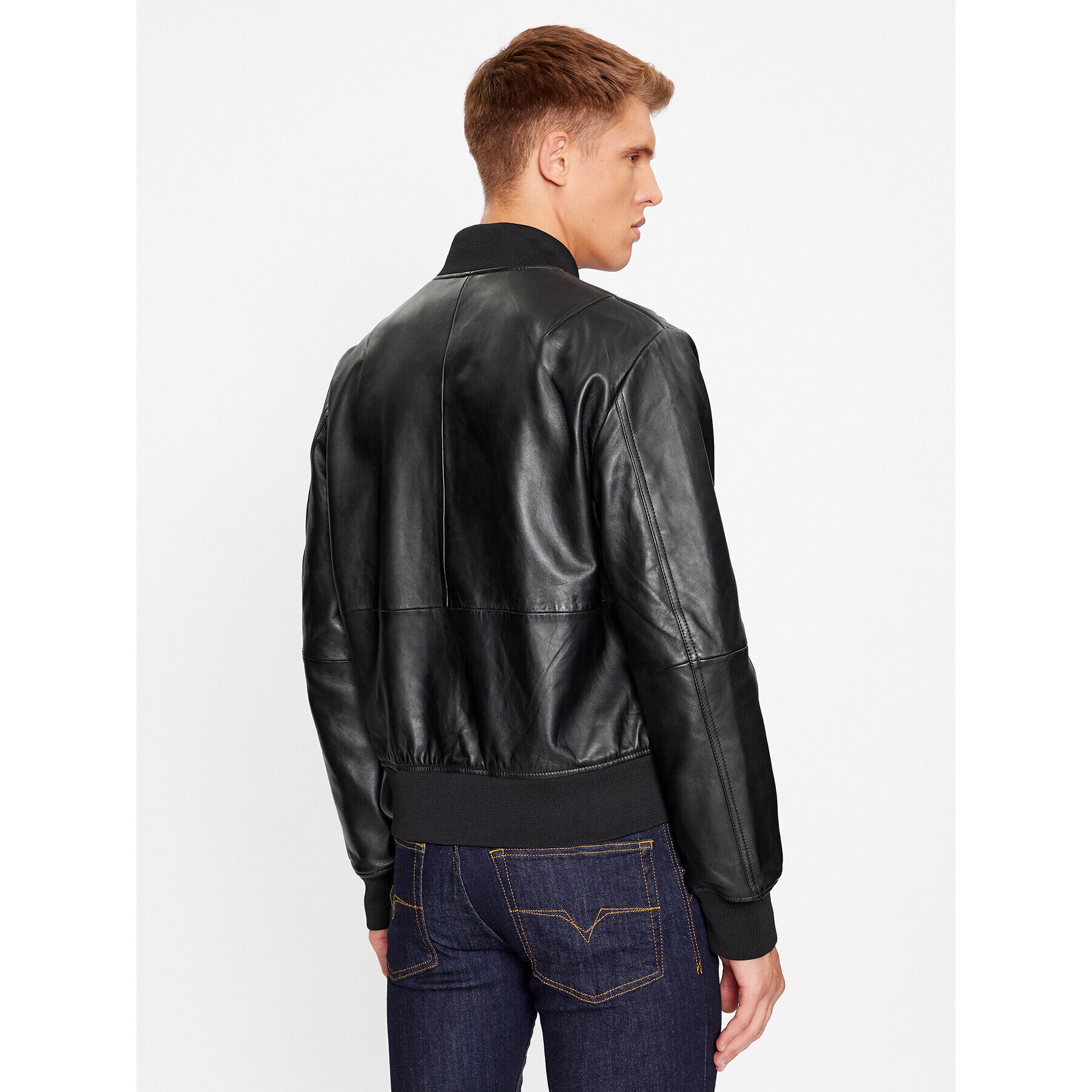 Versace Jeans Couture Кожено яке 75GAVP07 Черен Regular Fit - Pepit.bg