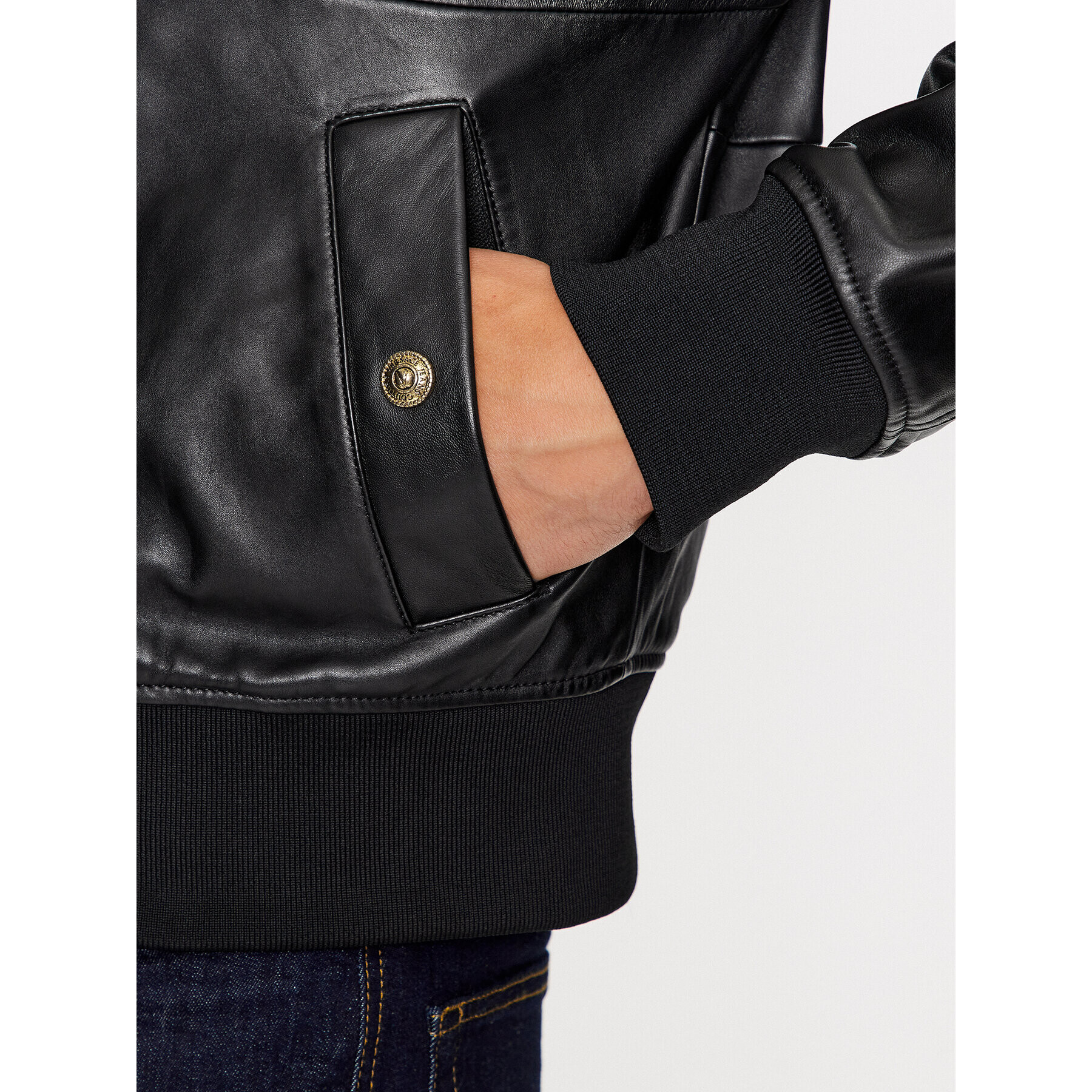 Versace Jeans Couture Кожено яке 75GAVP07 Черен Regular Fit - Pepit.bg