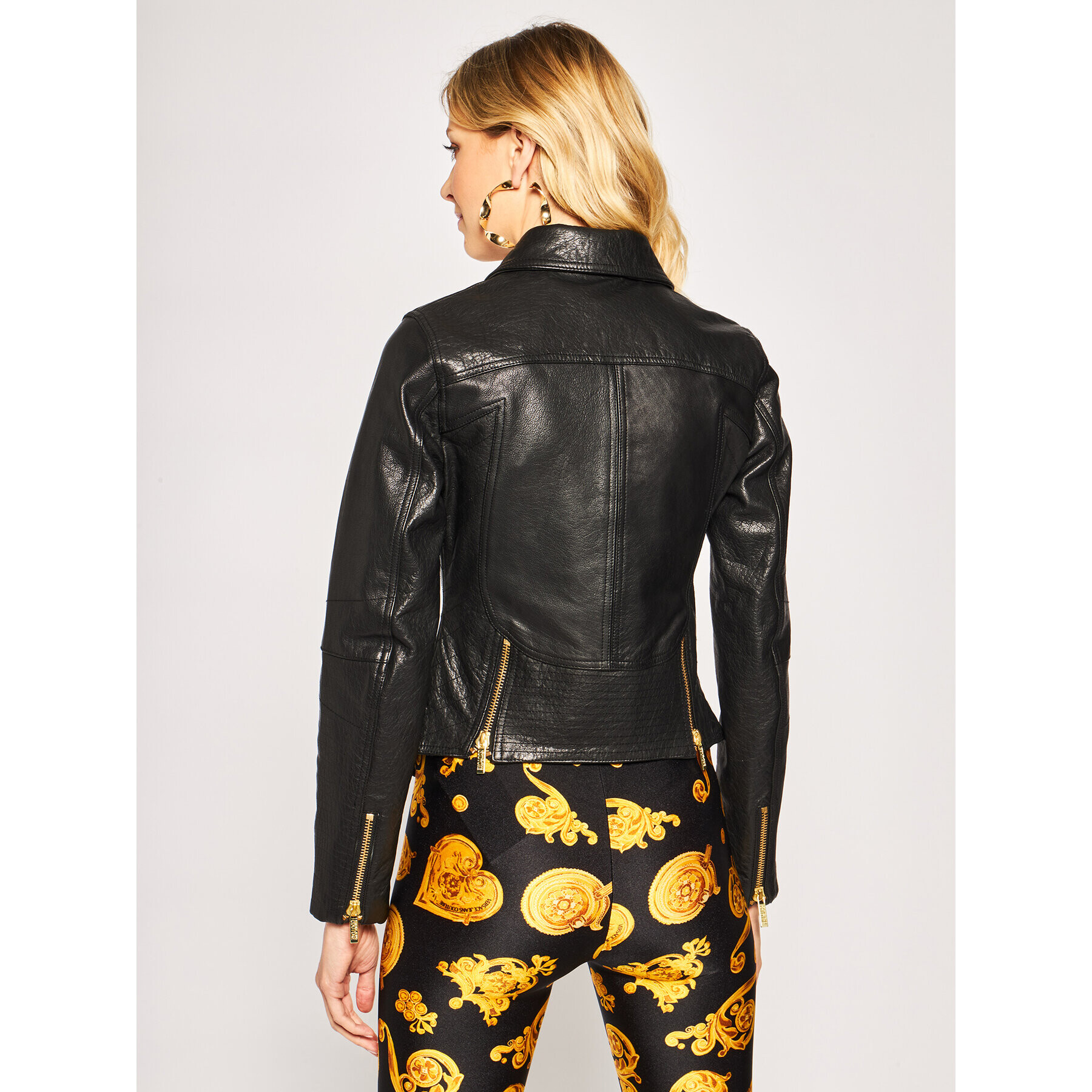 Versace Jeans Couture Кожено яке ECHVA90P Черен Slim Fit - Pepit.bg