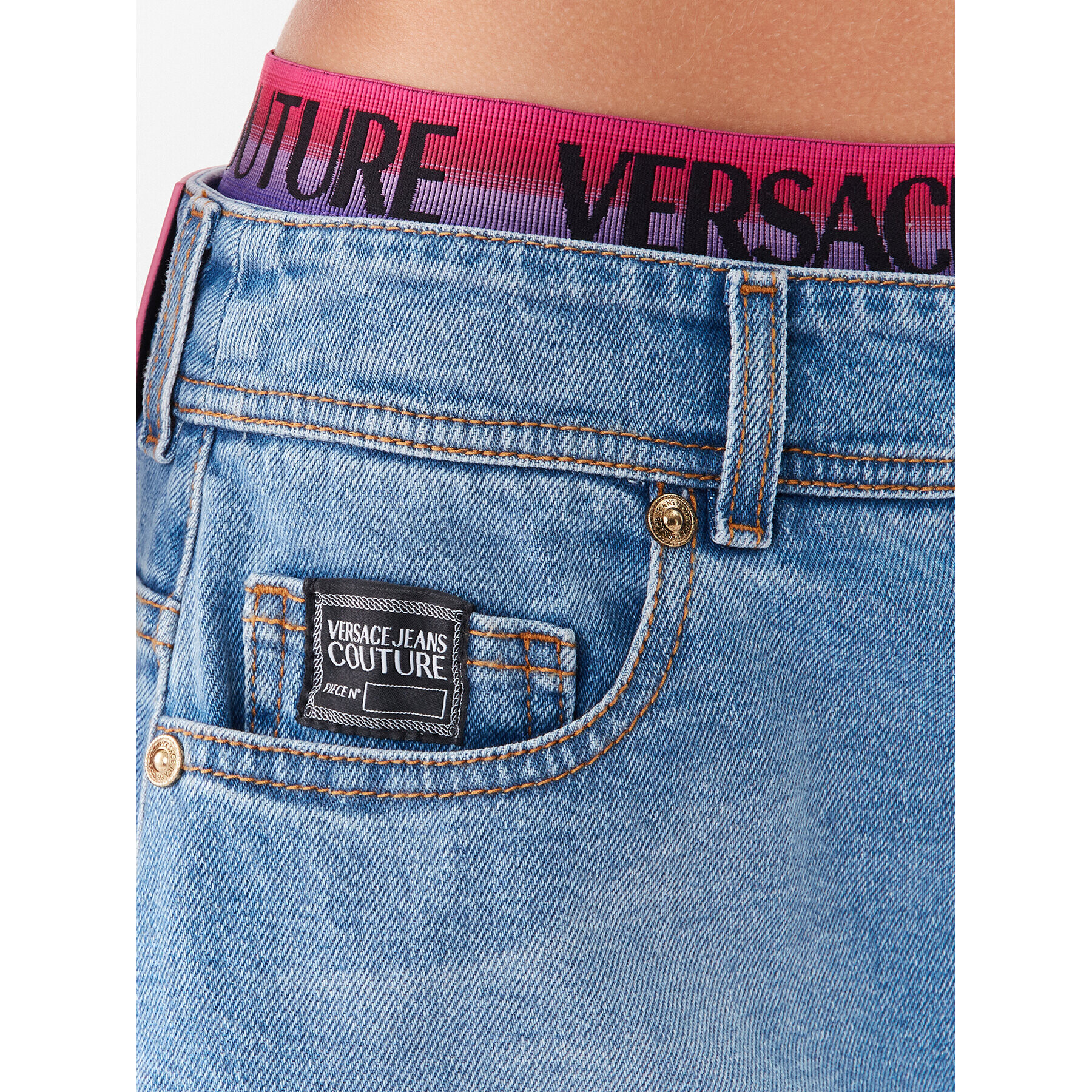 Versace Jeans Couture Мини пола 74HAE85B Син Regular Fit - Pepit.bg