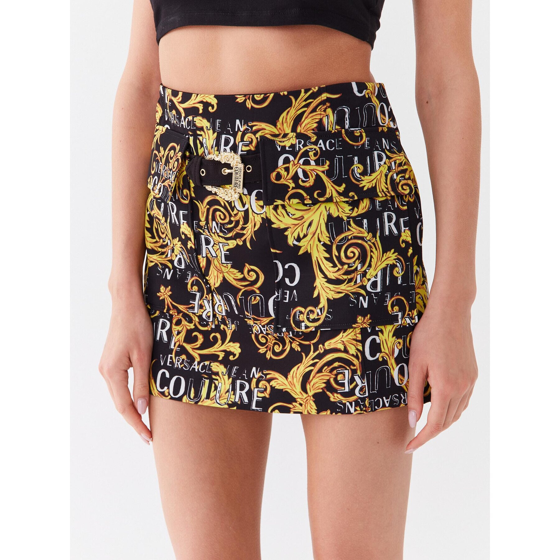 Versace Jeans Couture Мини пола 74HAE8B9 Черен Regular Fit - Pepit.bg